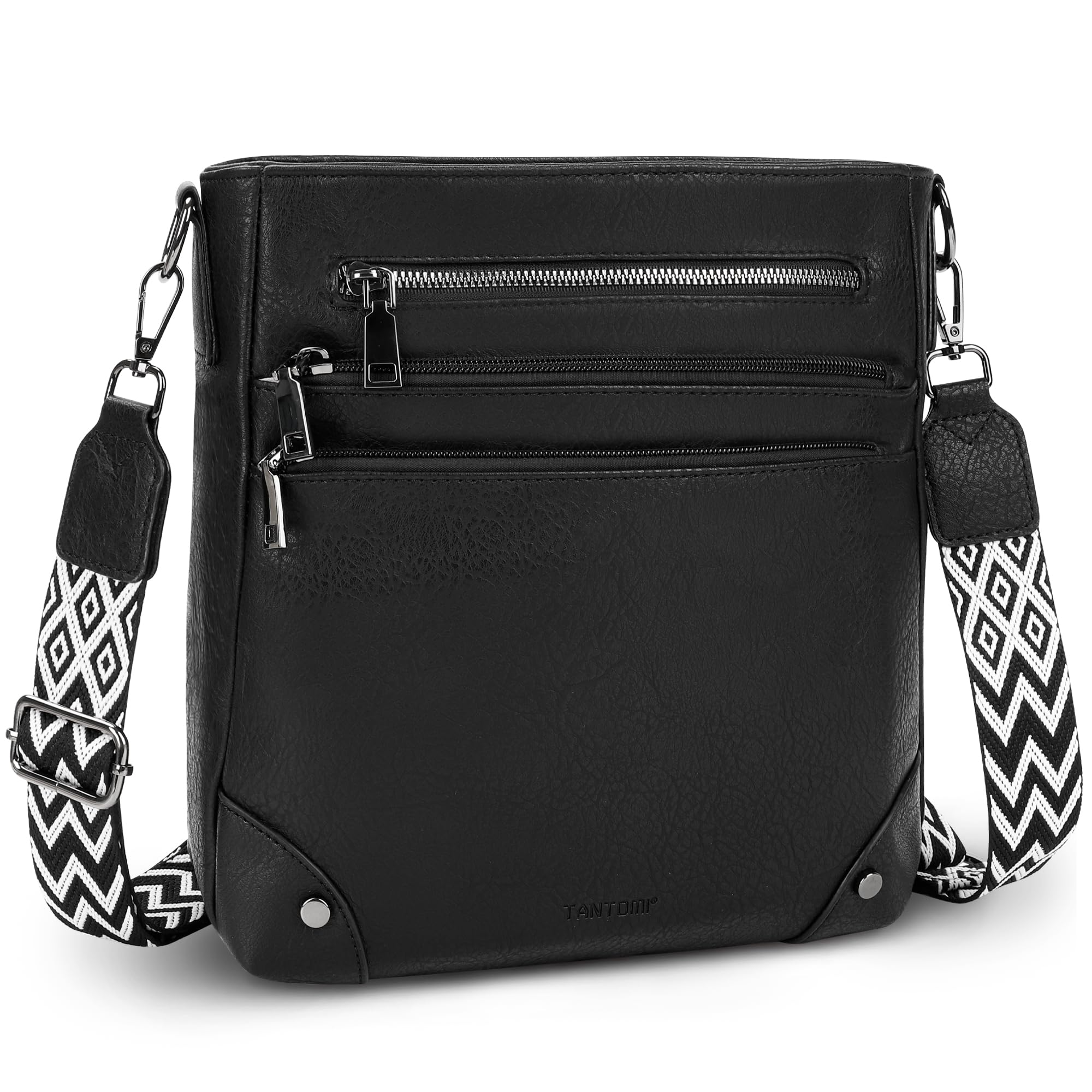 TANTOMI Umhängetasche für Damen – Handtasche aus PU Leder mit mehreren Fächern und verstellbarem Schulterriemen, ideal zum Einkaufen und Reisen