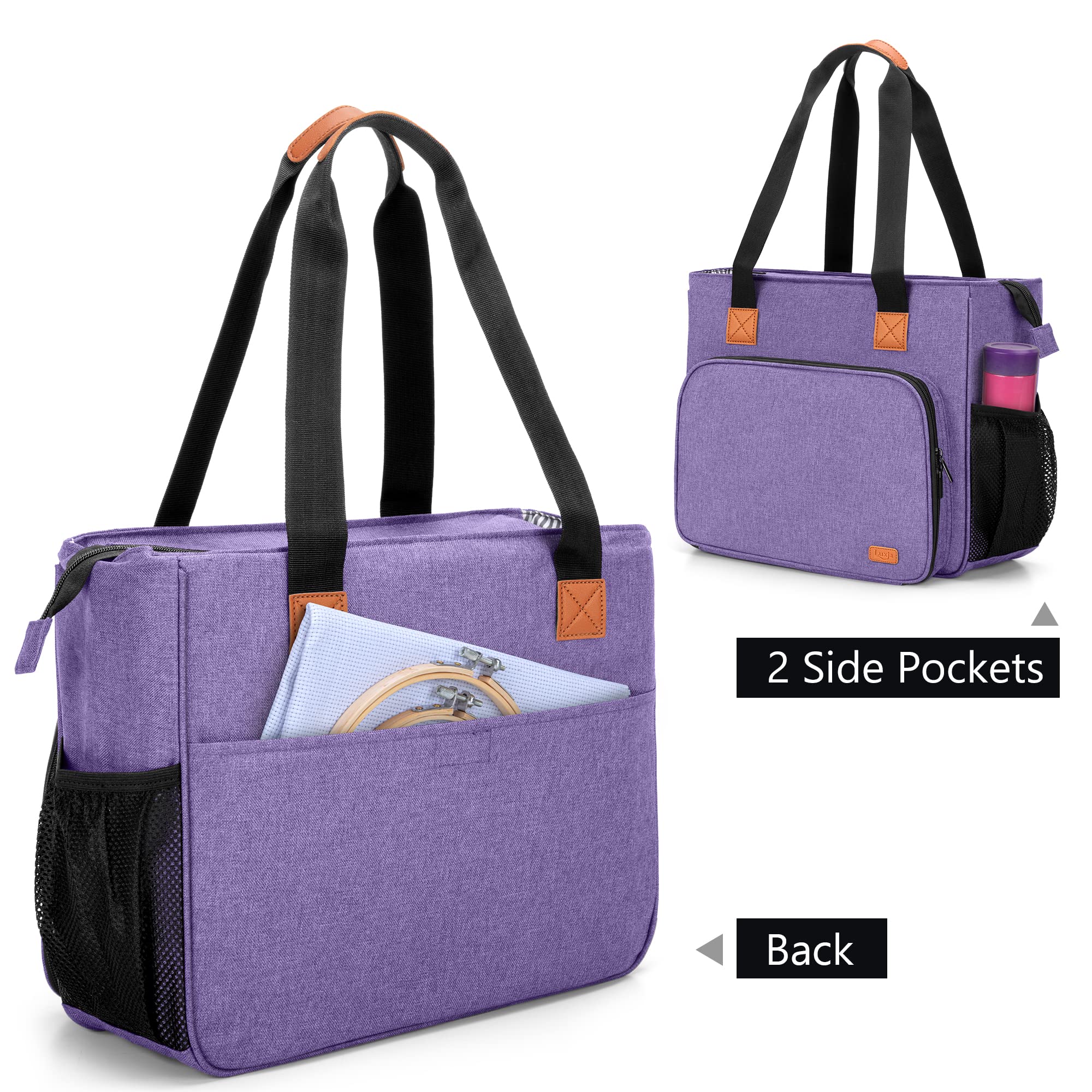 Luxja Sac de Kit de Broderie, Sac de Rangement pour Kit de Broderie et Accessoires (Sac Uniquement), Violet