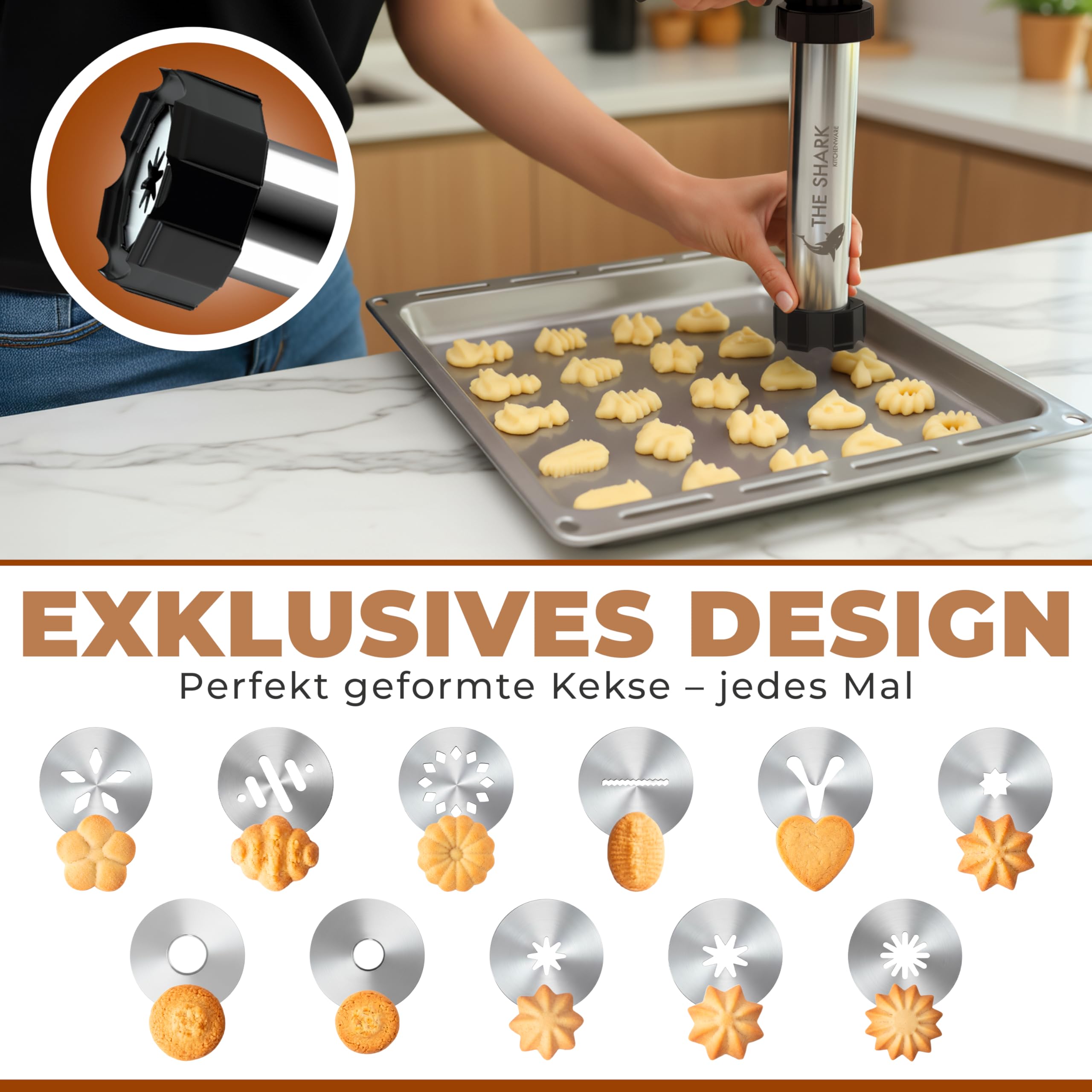Churros Maker & Spritzgebäck Maschine – 304 Edelstahl, Große Kapazität, Leicht zu Reinigen & Langlebig – Ideal für Familien, Hobbybäcker & Profis – Perfekte Gebäckpresse für Spritzgebäck & Churros