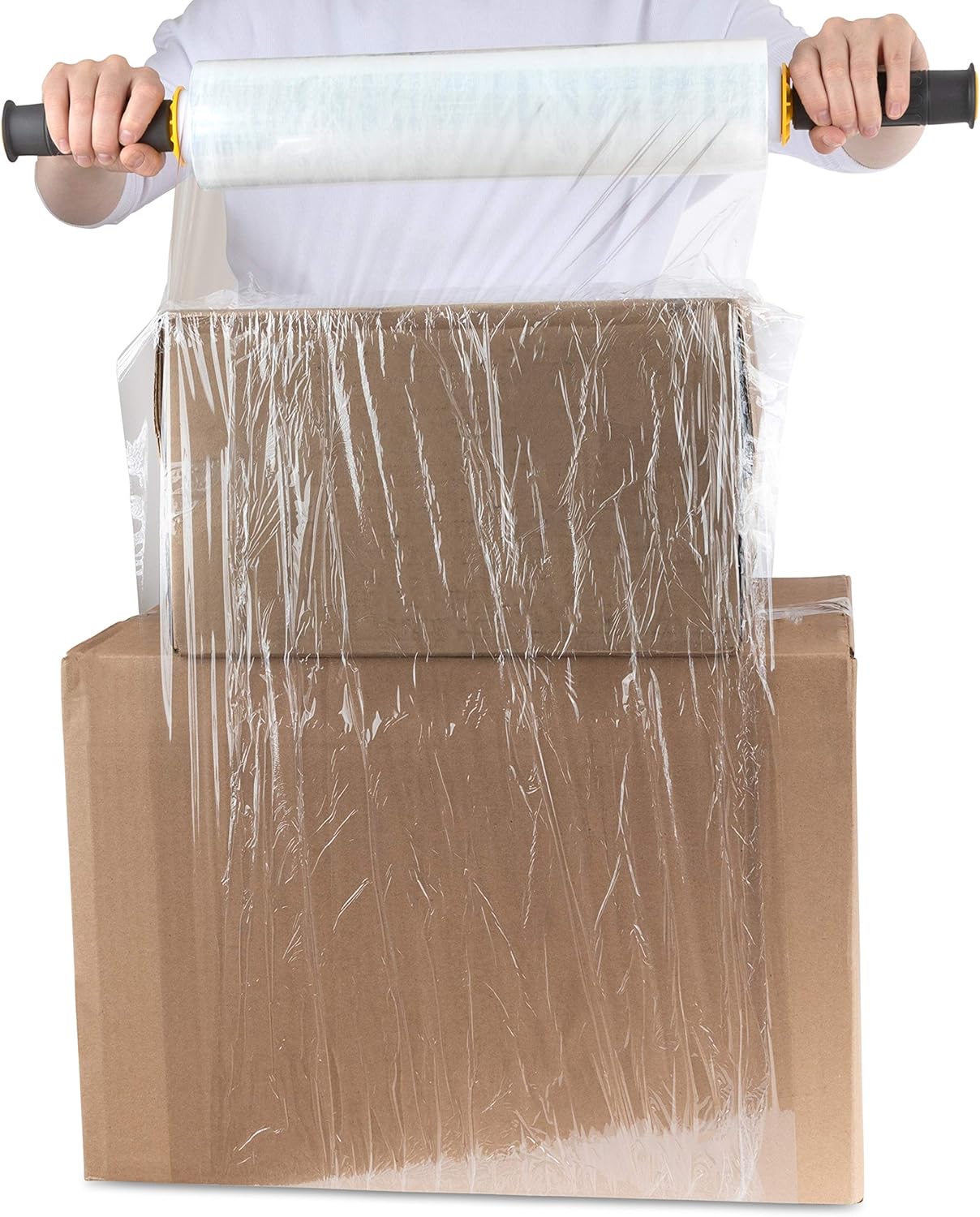 15 Inch Stretch Wrap - Industrial Clear Plastic Stretch Wrap Film for Pallet Wrap, Moving Supplies Stretch Wrap - 1000 Feet, 60 Gauge, 1 Pack with Handles : Office Products