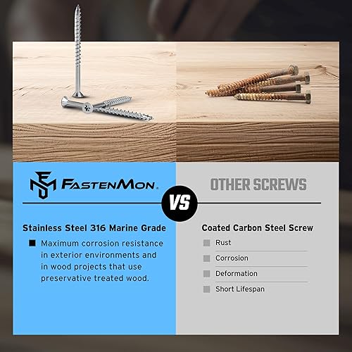 Miniatura 6 de Tornillos para madera de acero inoxidable 316 de grado marino de 2-12 pulgadas, paquete de 300 unidades con punta T25, cabeza plana Torx tipo 17