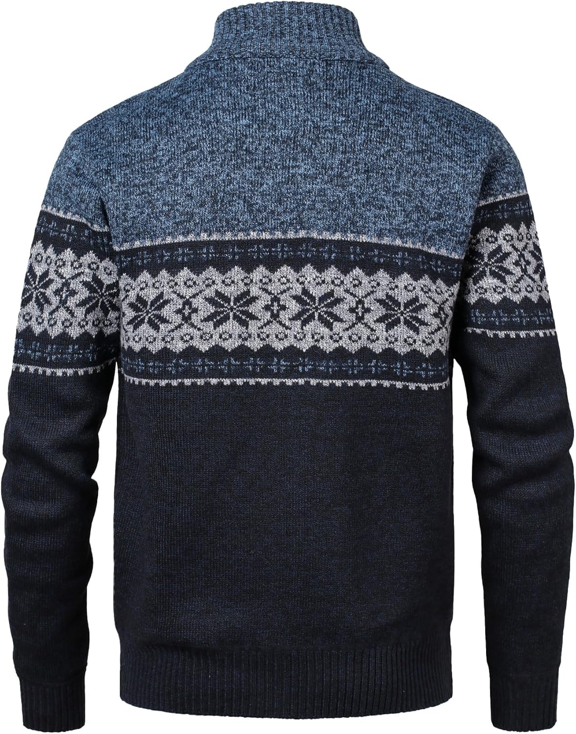 Men's Full Zip Cardigan Snowflakes Pattern Sweater Knitted Cardigan with Pockets for Casual Christmas - Image 3