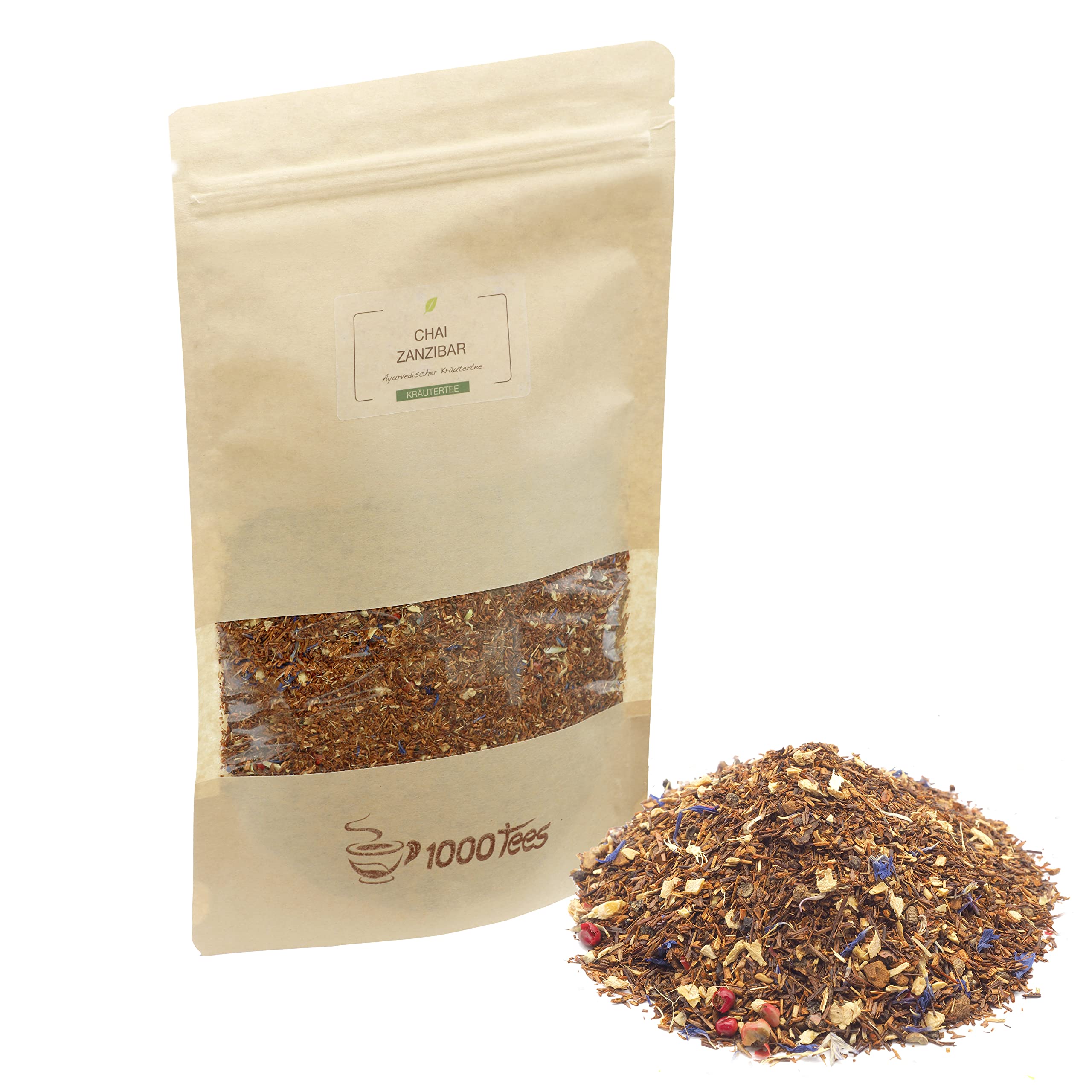 Kräutertee Chai Zanzibar mit Vanille-Kardamom-Geschmack, zimtig, würzig, vanillig, frisch abgefüllt