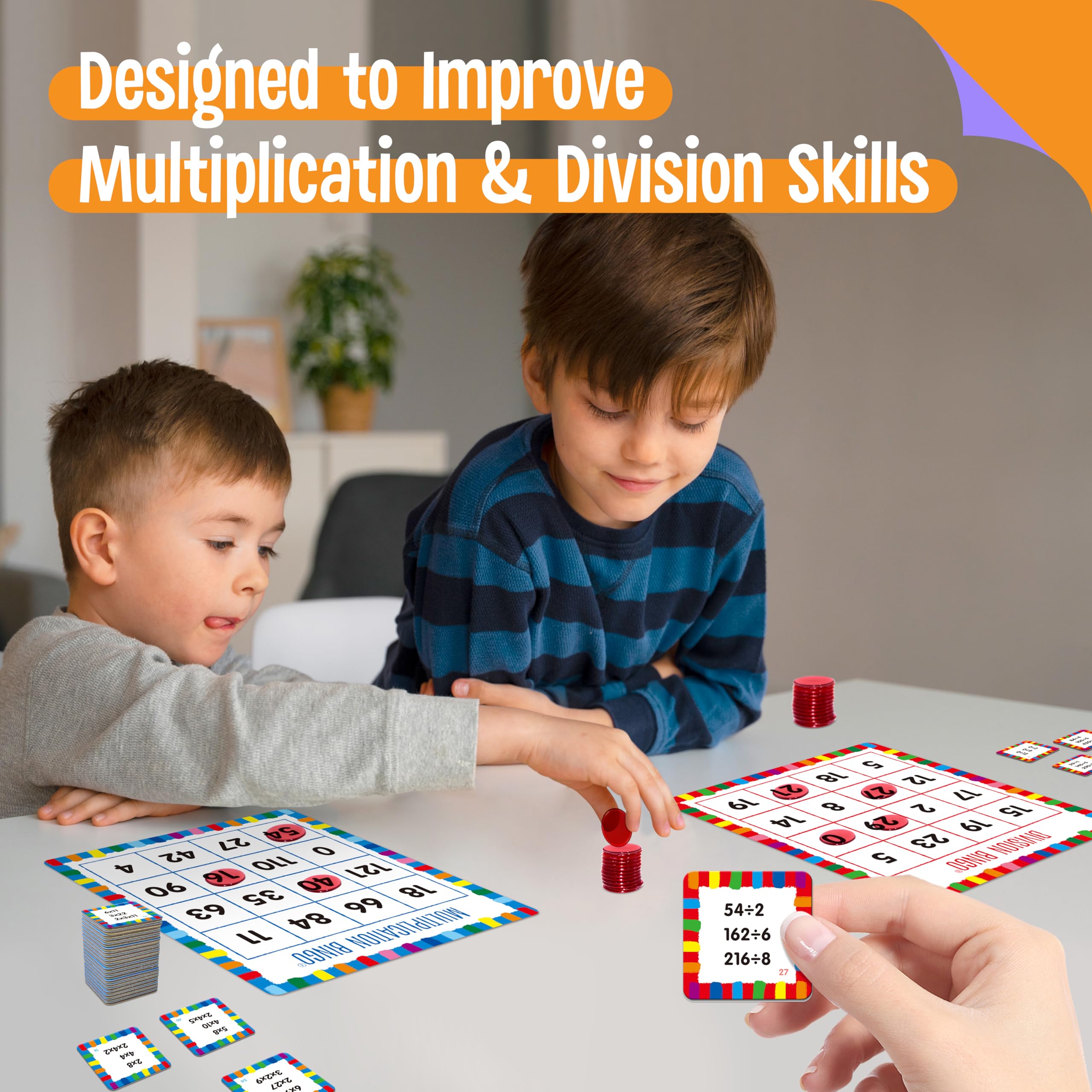 Multiplikations- und Divisions-Bingo-Spiel, 360 Mathematikaufgaben, 2 edukative Brettspiele für Kindergarten- und Vorschulkinder im Alter von 4-8 Jahren, perfekt für den Unterricht und zu Hause