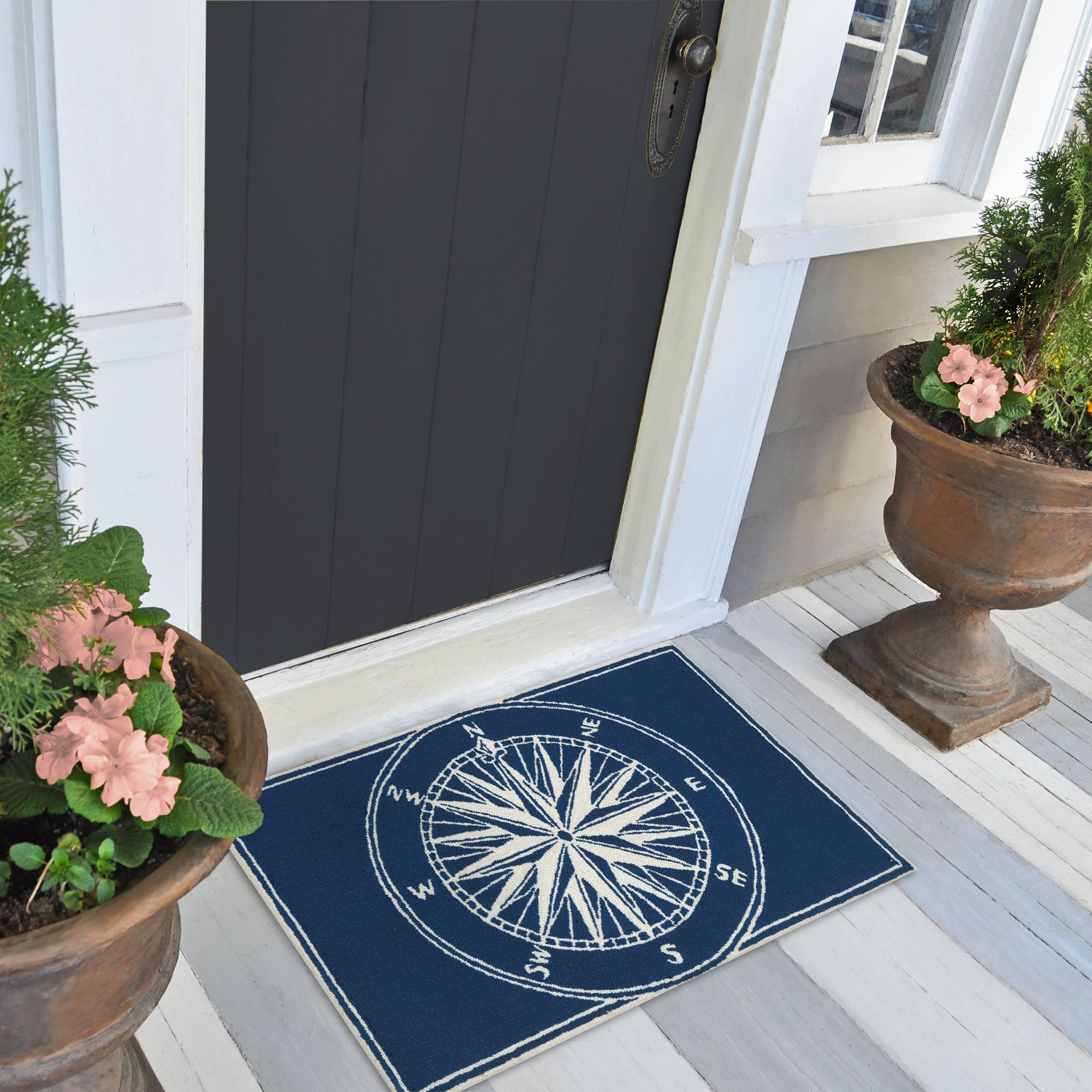 Liora Manne Compass Navy Frontporch Rug