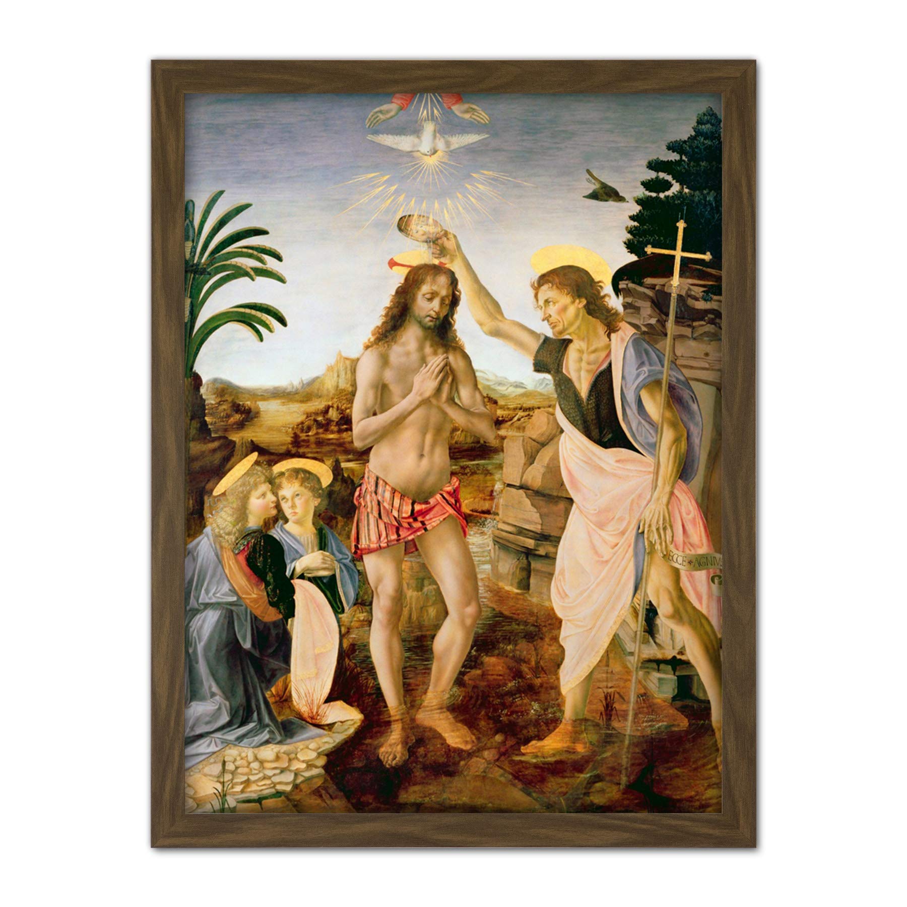 Artery8 Verrocchio Da Vinci The Baptism Of Christ Painting Artwork Framed Wall Art Print 18X24 Inch