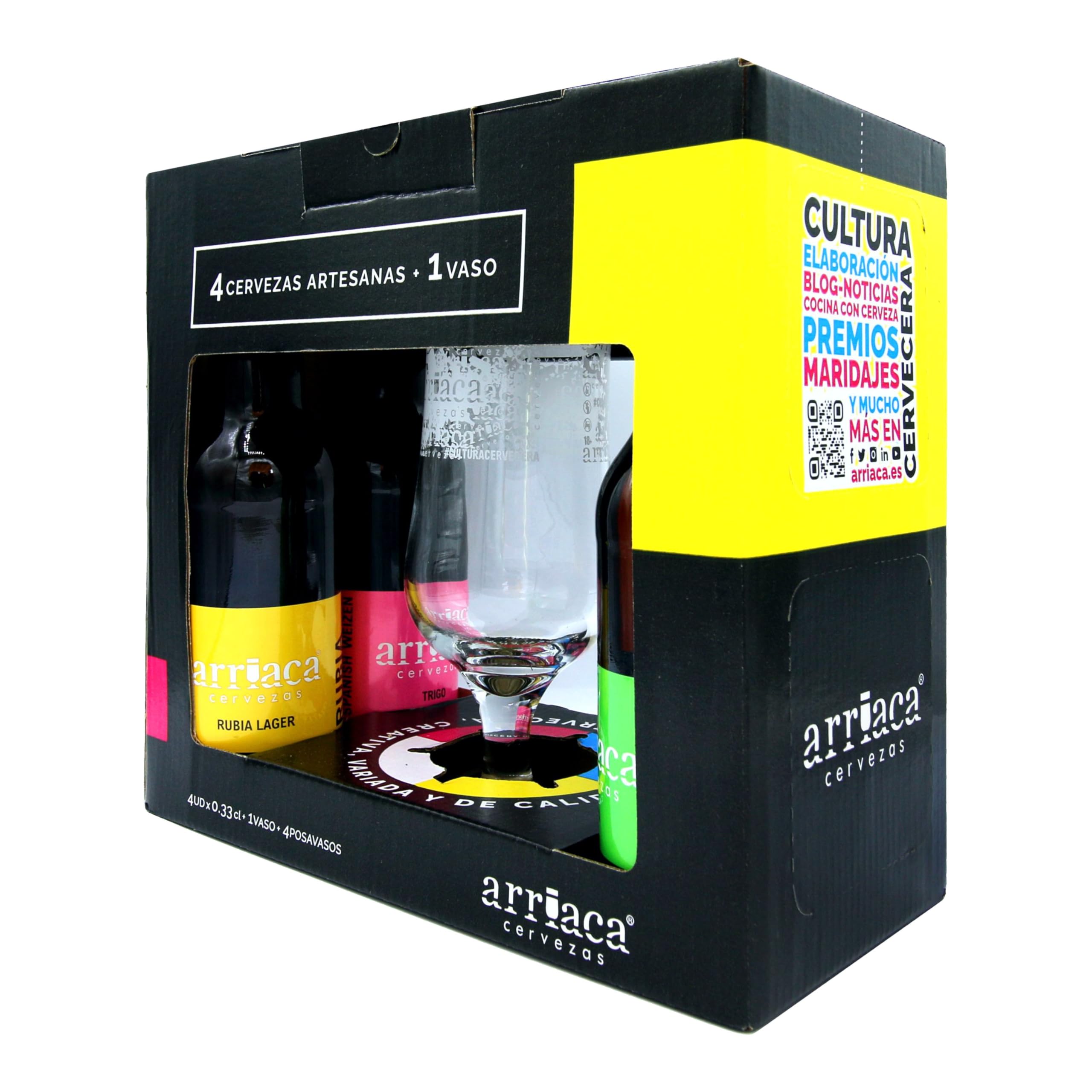 Cerveza Artesana Arriaca Estuche Regalo Degustación 4x33cl + Vaso/Copa (Caja de 3 estuches)