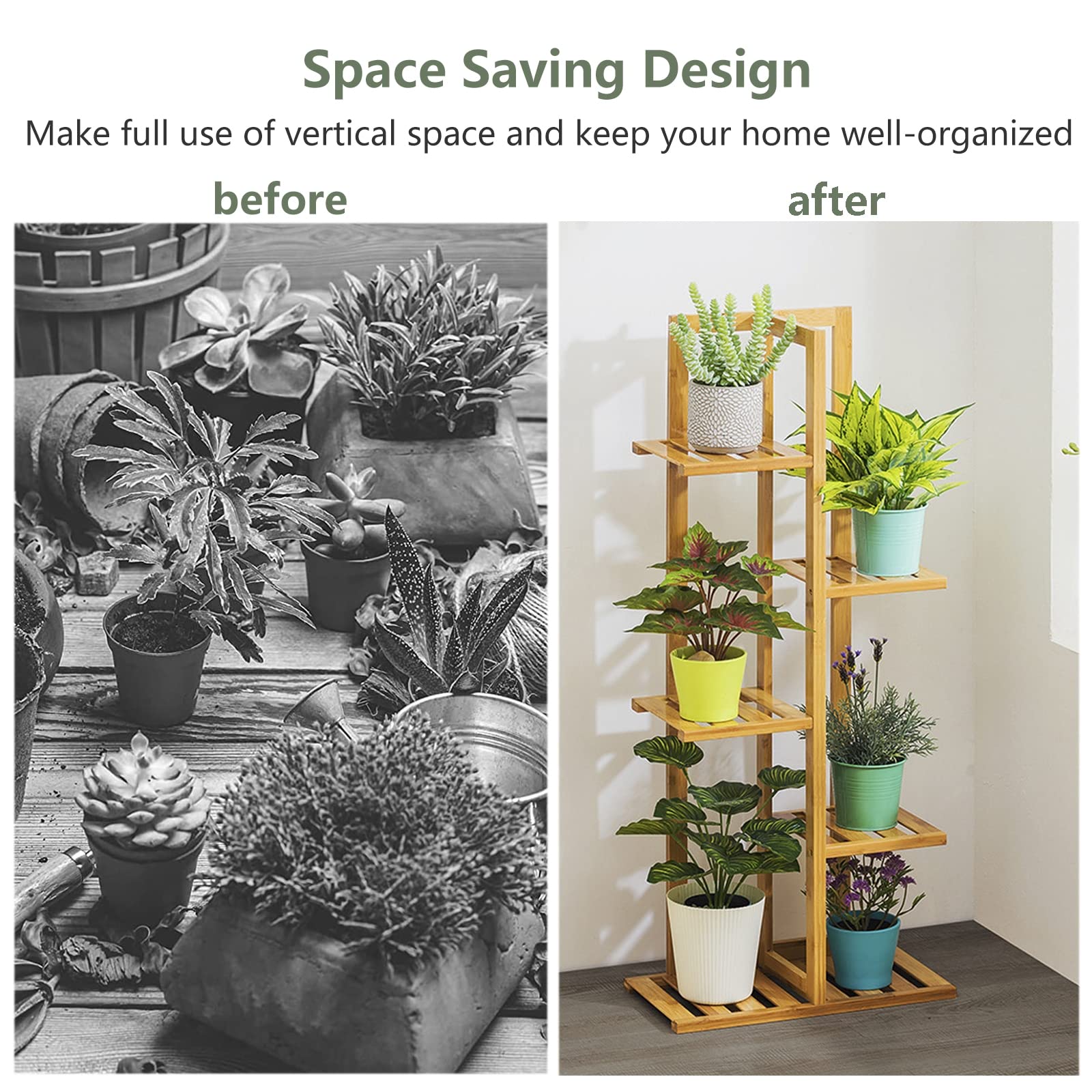 Support De Plante En Métal à 7 Niveaux, Étagère à Fleurs Avec Crochet Porte Plantes En Forme De Demi Lune 60 X 30 X 155 Cm Blanc 681083989a91ab2638535ead