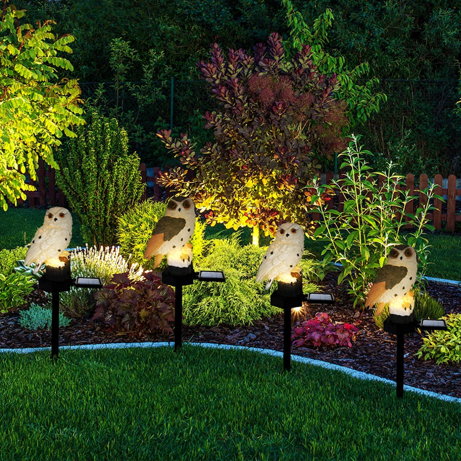 Solar Garden Lights Garden Statues LED Owl Solar Lights Waterproof Owl Lamp Outdoors for Garden Decor (Brown)