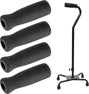 Cane Grip Replacement Cane Grip Foam Cane Handle Grip Replacement Offset Cane Grips Walking Cane Hand Grip Foam Handle for Cane Bicycle Handlebars 4.53 x 0.98 x 0.98 Inch, Black (4 Pieces)