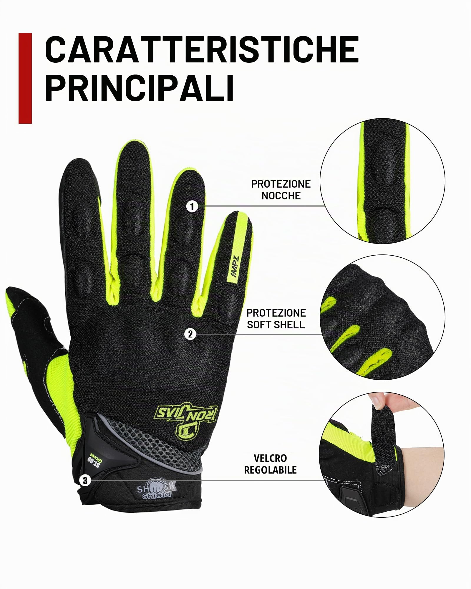 BORLENI Guanti da Moto per Guanti da Touch Screen per Uomo Donna, Traspiranti, da Corsa Fuoristrada, Guanti da Moto, Protezioni per Le Dita, Guanti da Guida