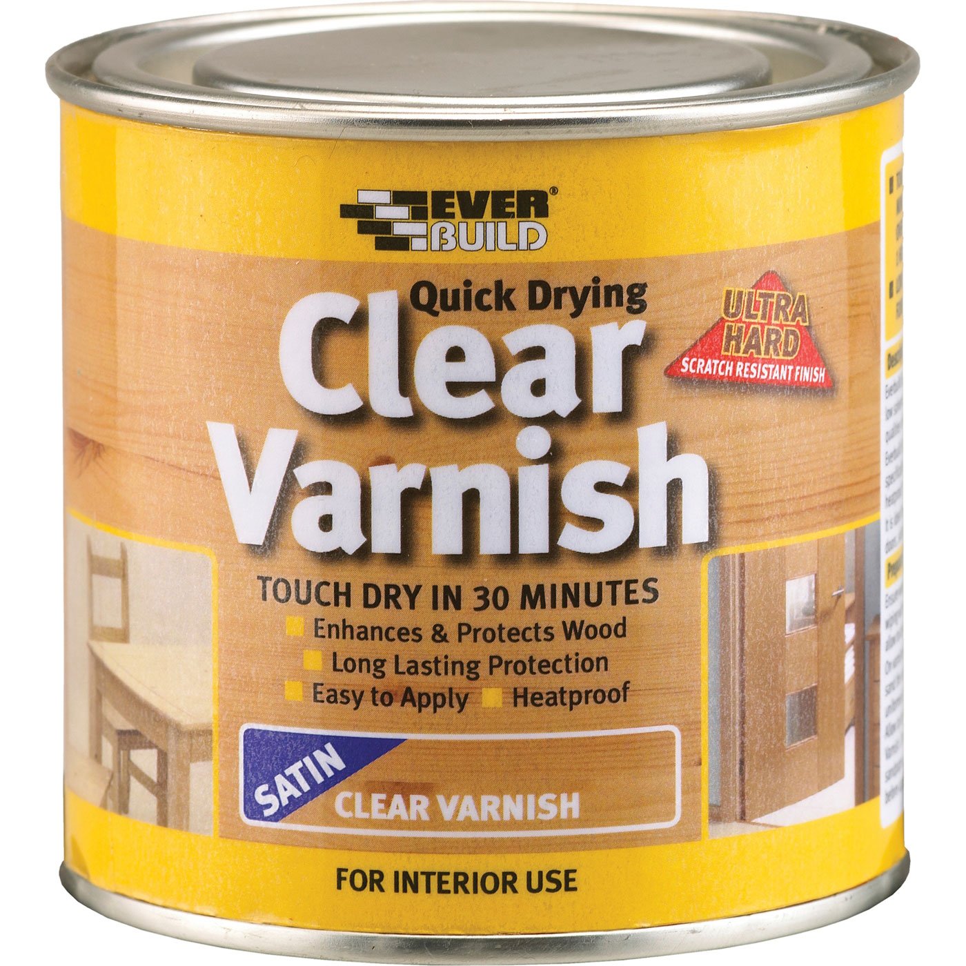 Everbuild Quick Drying Wood Varnish Satin Clear 250ml