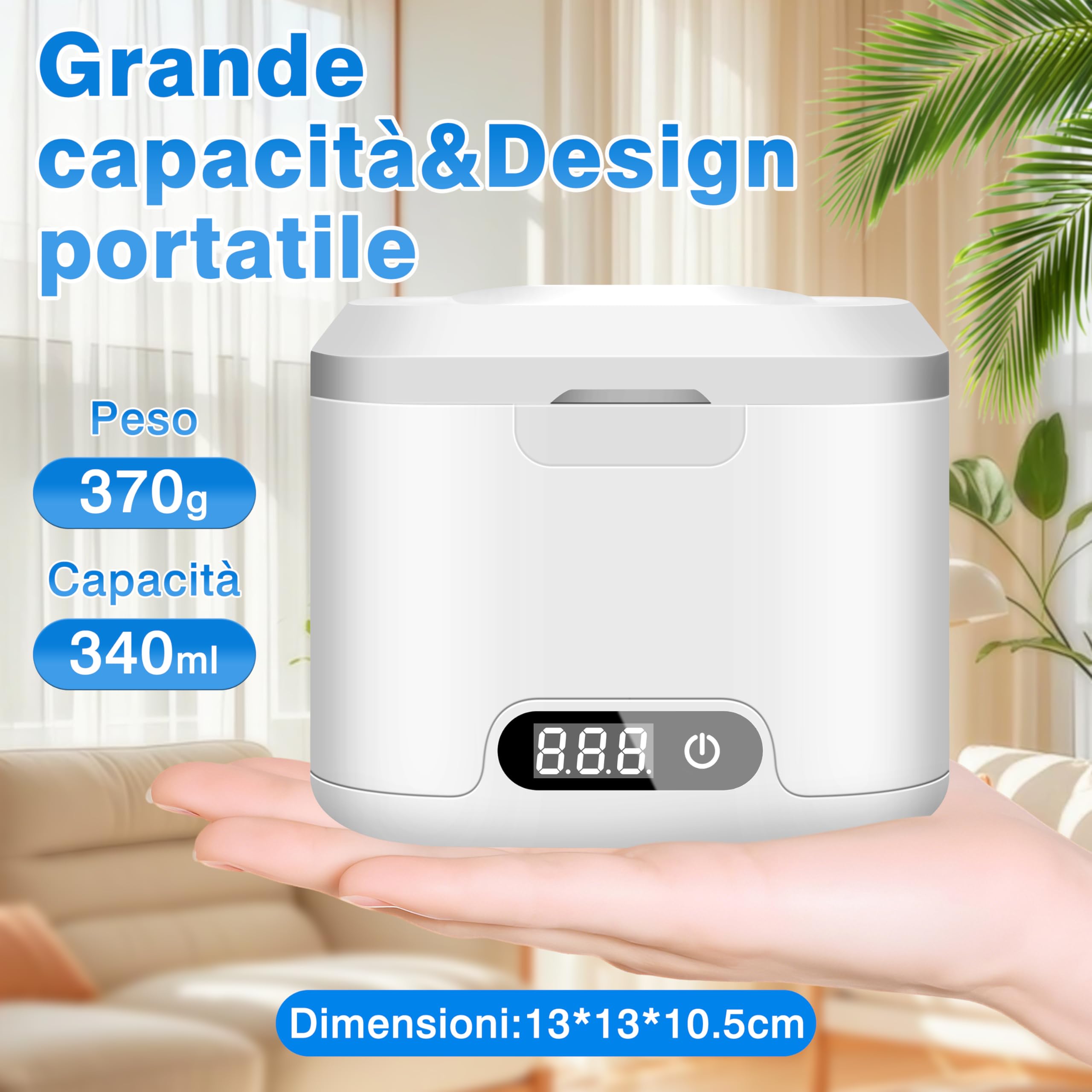 Charmofun Pulitore Ultrasuoni 49000Hz, 340ML Pulitore Ultrasuoni Apparecchio Denti con Luce UV, Ultrasonic Cleaner con 4 Modalità Temporali, Lavatrice Ultrasuoni per Bite, Protesi dentali, Orologi, Gi