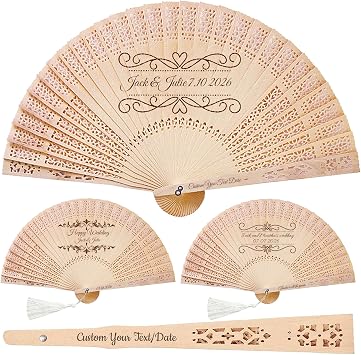 Personalized Folding Hand Fans Custom Engraved Summer Wedding Fans, Personalized Wooden Hand Fans Custom Wedding Fans with Organza Bags Wedding Party Favor for Guests 200
