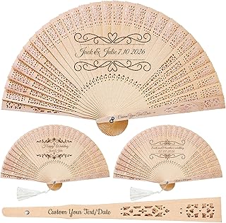 10 Fan Wedding Favor Ideas Perfect for Outdoor Summer Weddings 4 AYTHSRIC 100Pcs Personalized Folding Hand Fans Custom Engraved Summer We...