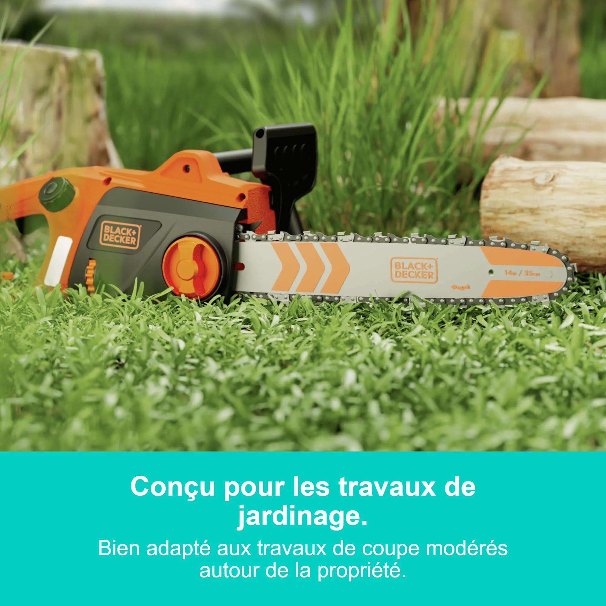 BLACK+DECKER Tronçonneuse électrique filaire 2000W, 40 cm avec chaîne anti-rebond, BECS2040-Q