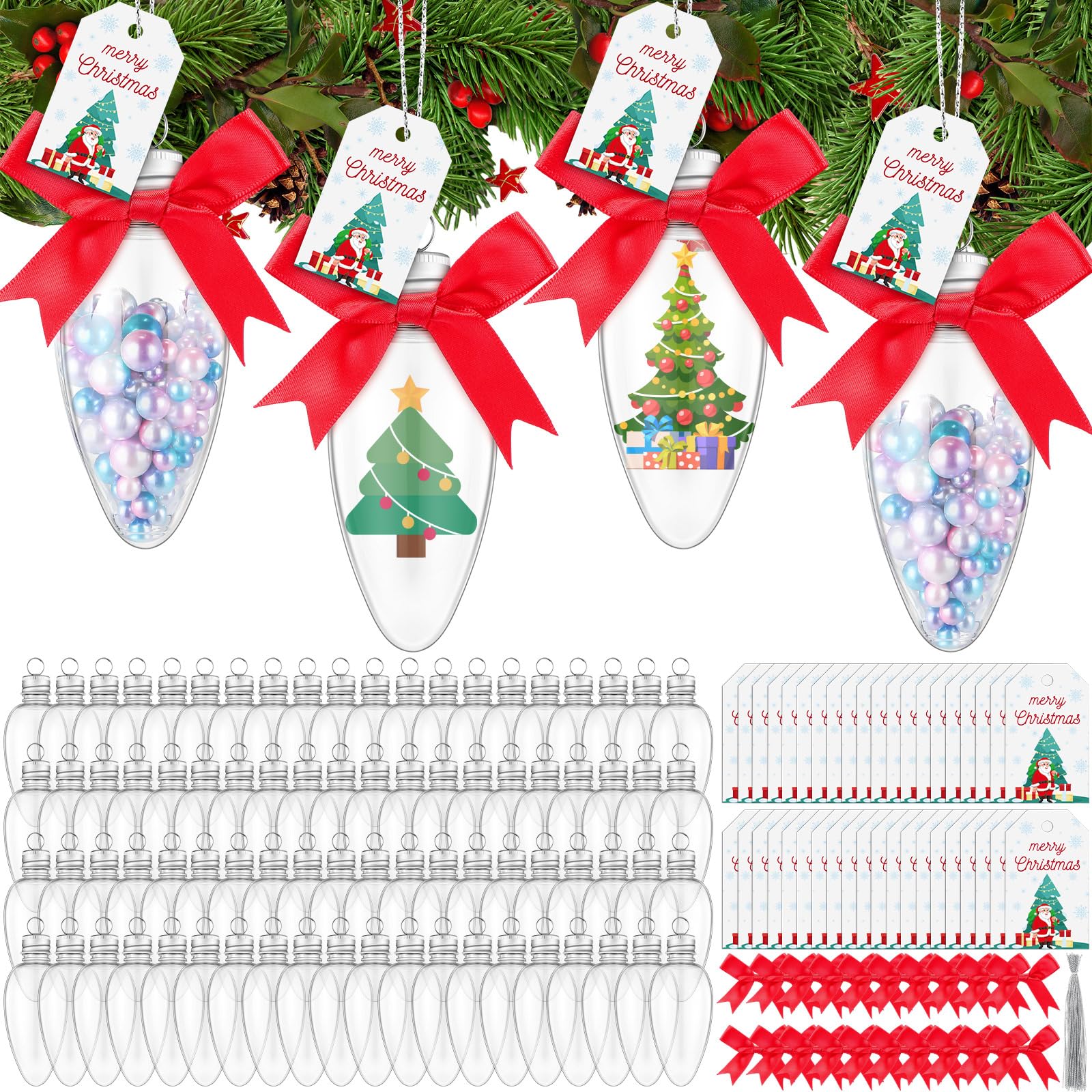 Amazon.com: Shappy 84 Pcs Christmas Fillable Clear Plastic
