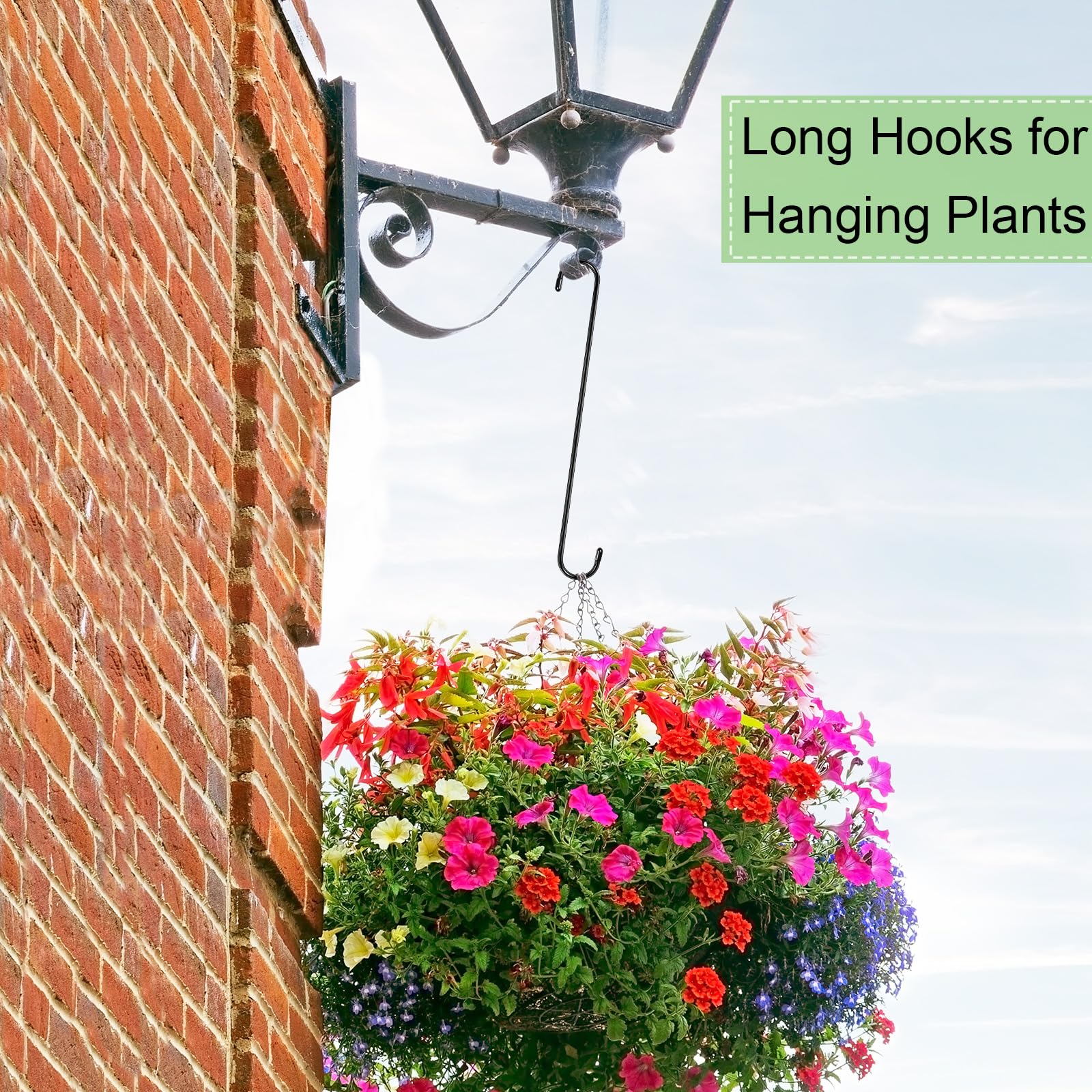 Paquete de 10 ganchos en S extra grandes, 16 pulgadas de largo, resistentes para colgar plantas, cestas para pájaros en ramas de árbol, utilidad para jardín, pérgola, macetas, plantas, armario, patio 4