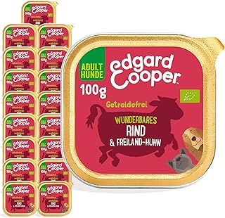 Edgard & Cooper Organic Wet Dog Food with Organic Beef, Grain-Free, Protein Rich, No Added Sugar, 17 x 100 g, Hypoallergenic, for Adult Dogs product image