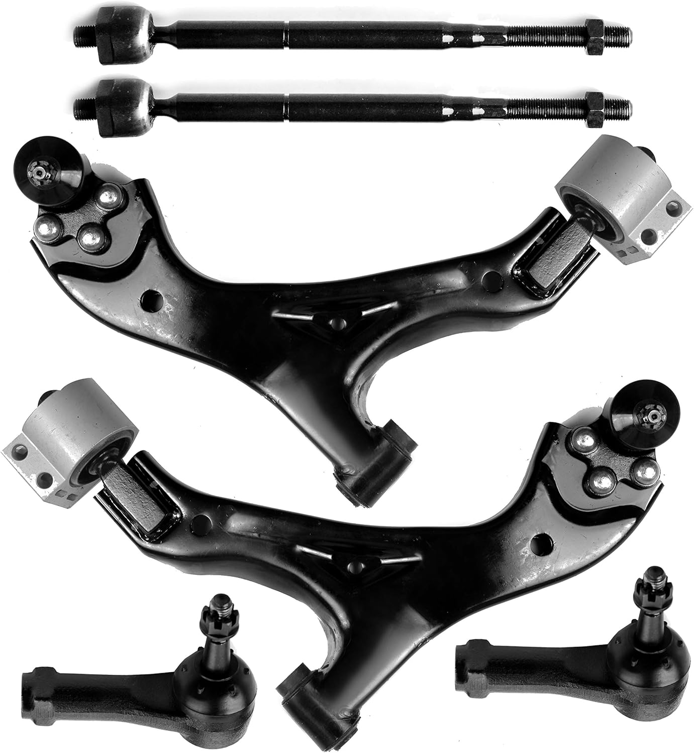OCPTY - New 6-Piece fit for Chevrolet Equinox for Pontiac Torrent for Saturn Vue-2 Front Right Left Lower Control Arm and Ball Joint 2 Outer 2 Inner Tie Rod Ends