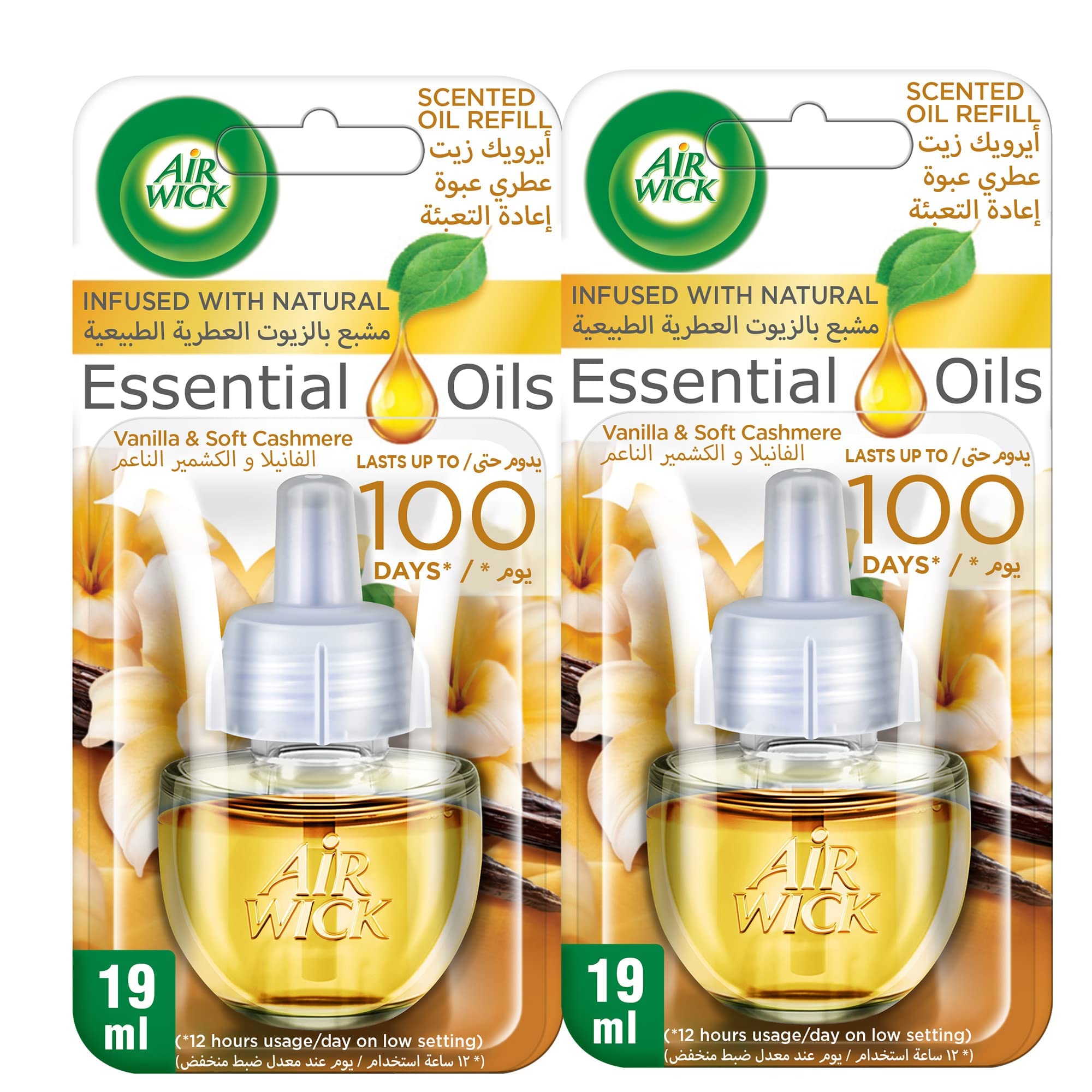 Air WickScented Oil Fragrance Diffuser Refill, Vanilla & Soft Cashmere Scent, 19ml x 2