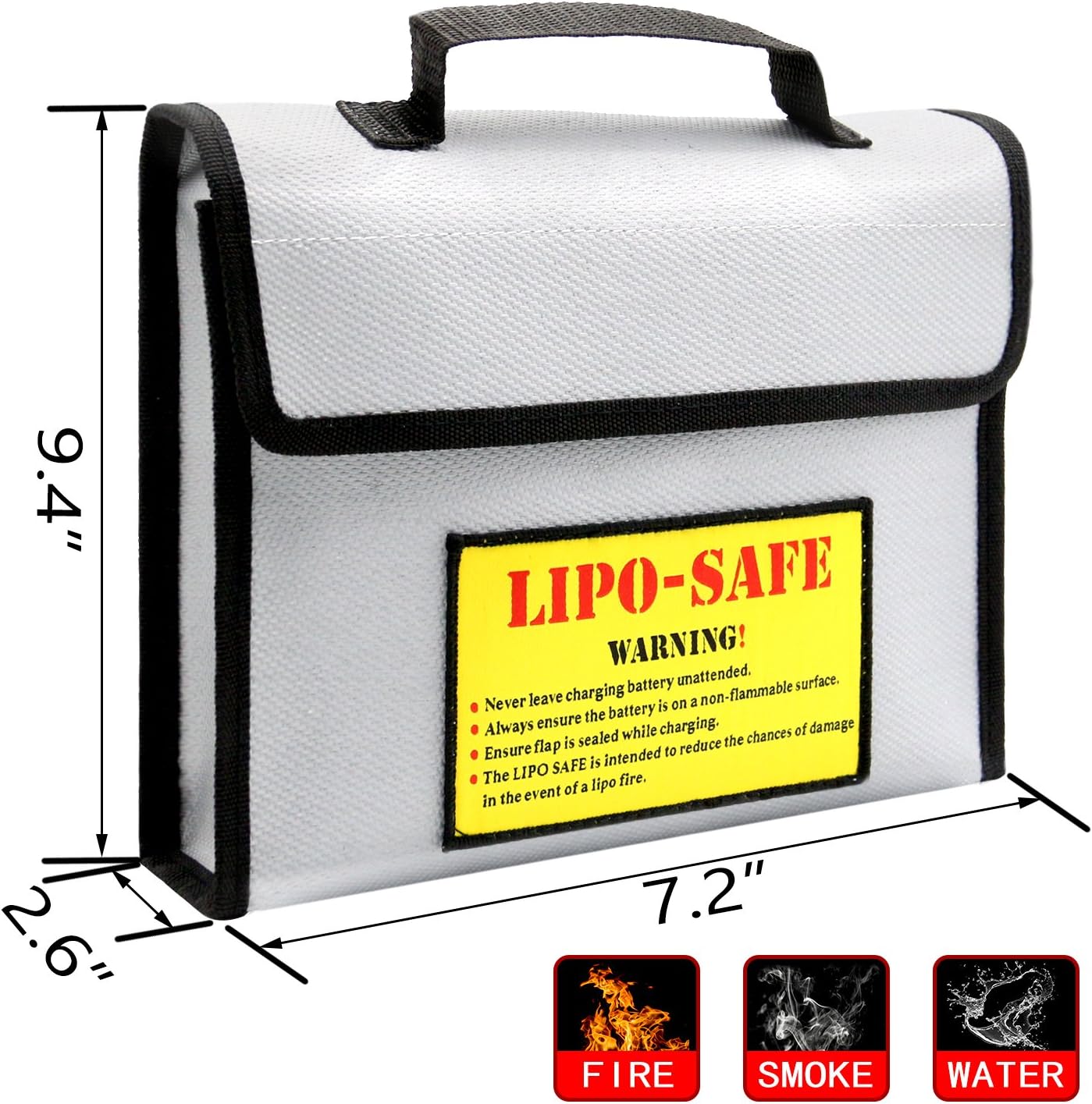 Firepro Lipo Battery Bag 9.4X 7.2 x 2.6 in Fireproof Lipo Safe Bag for Lipo Battery Charge and Storage-Fireproof Both Inside and Outside Highly Sturdy Lipo Battery Guard Safe Bag with Strong Handle