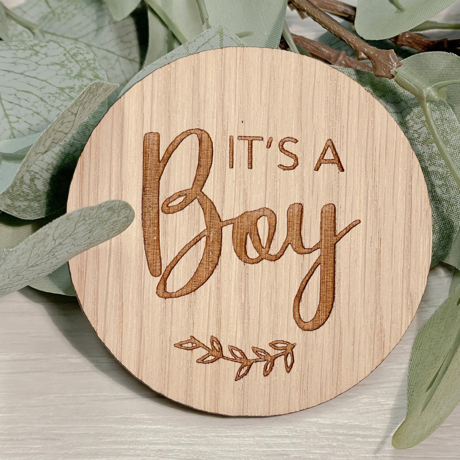 My Pretty Little Gifts It's a Girl and It's a Boy Lot de 2 disques en bois pour révéler le sexe de la grossesse, annonce de bébé, chêne, 80 mm