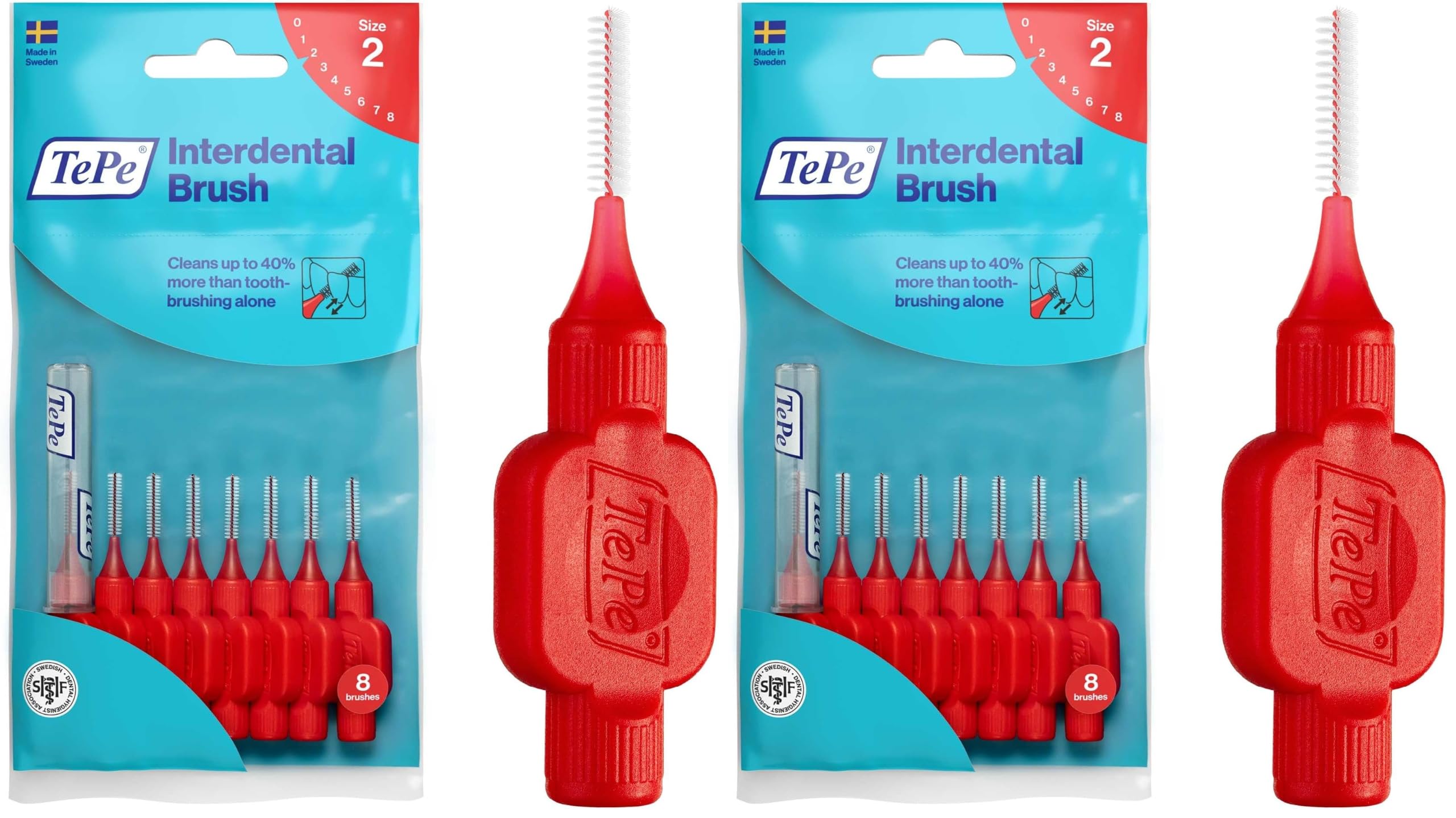 TEPE 0.5 MM - KIRMIZI Diş Arayüz Fırçası (1 x 8 Adet) (2 paketi)