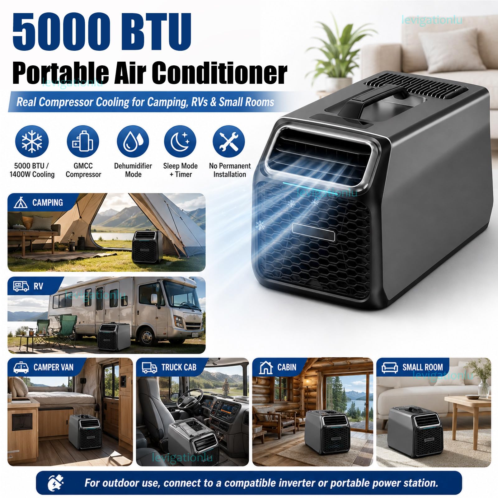 Camping Klimaanlage 5000 BTU, 220V Mobile AC für Zelt, Wohnmobil & Raum