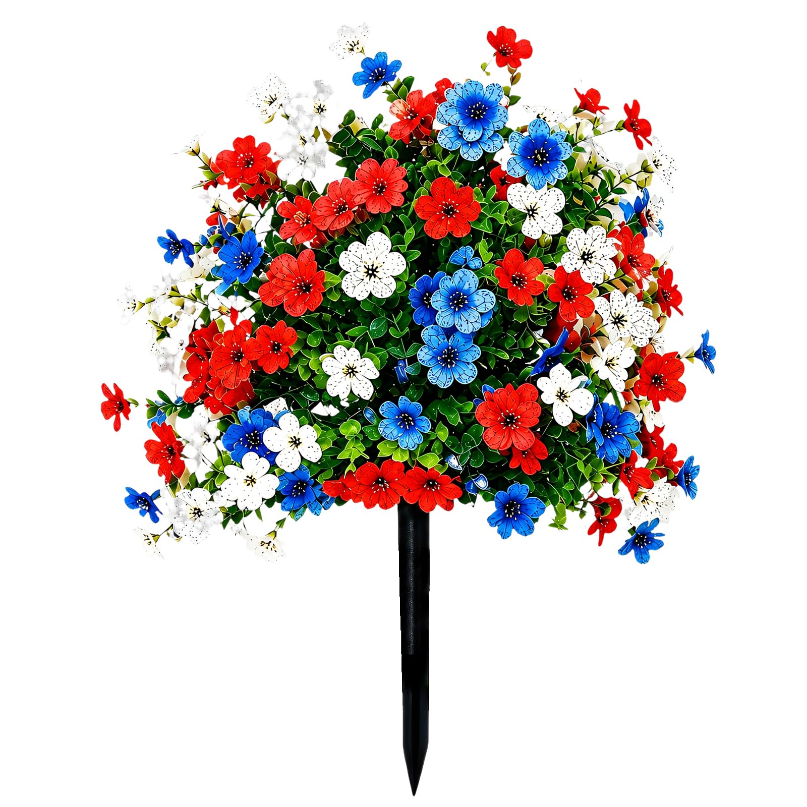 NRGQAXM Artificial Flowers for Outdoors, 17.7in Artificial Flowers with Ground Stake Stick in the Ground Artificials Flower Faux Flower Bush with Stakes for Outdoor Garden Yard Planter Decor