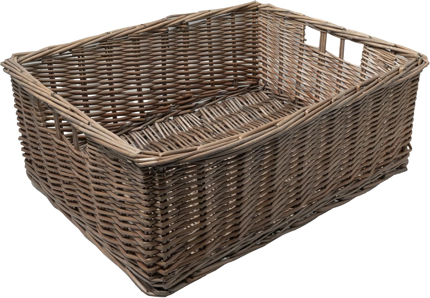 Arthur Cameron – Rectangular Shallow Wicker Storage Tray – Hand-woven by skilled artisans in Northern China, an organiser basket is the perfect home storage solution (Antique Wash, Small)