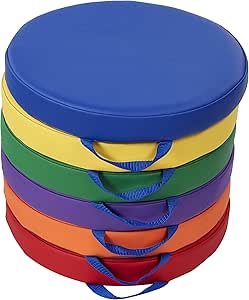 Factory Direct Partners 11232-AS SoftScape 15" Round Floor Cushions with Handles, 2" Thick Deluxe Foam (6-Piece) - Assorted