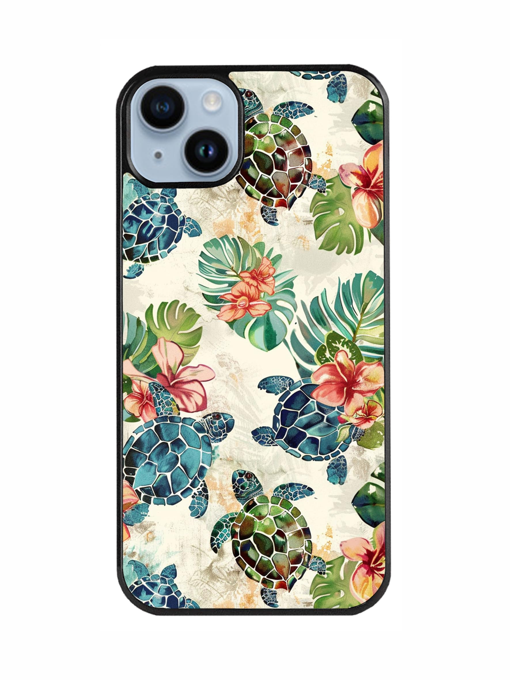 Jeuloth for iPhone 13 (6.1 inch) Case - Vintage Art Pattern Sea Turtle Designed Phone Cases - TPU Phone Cases - Drop Protection