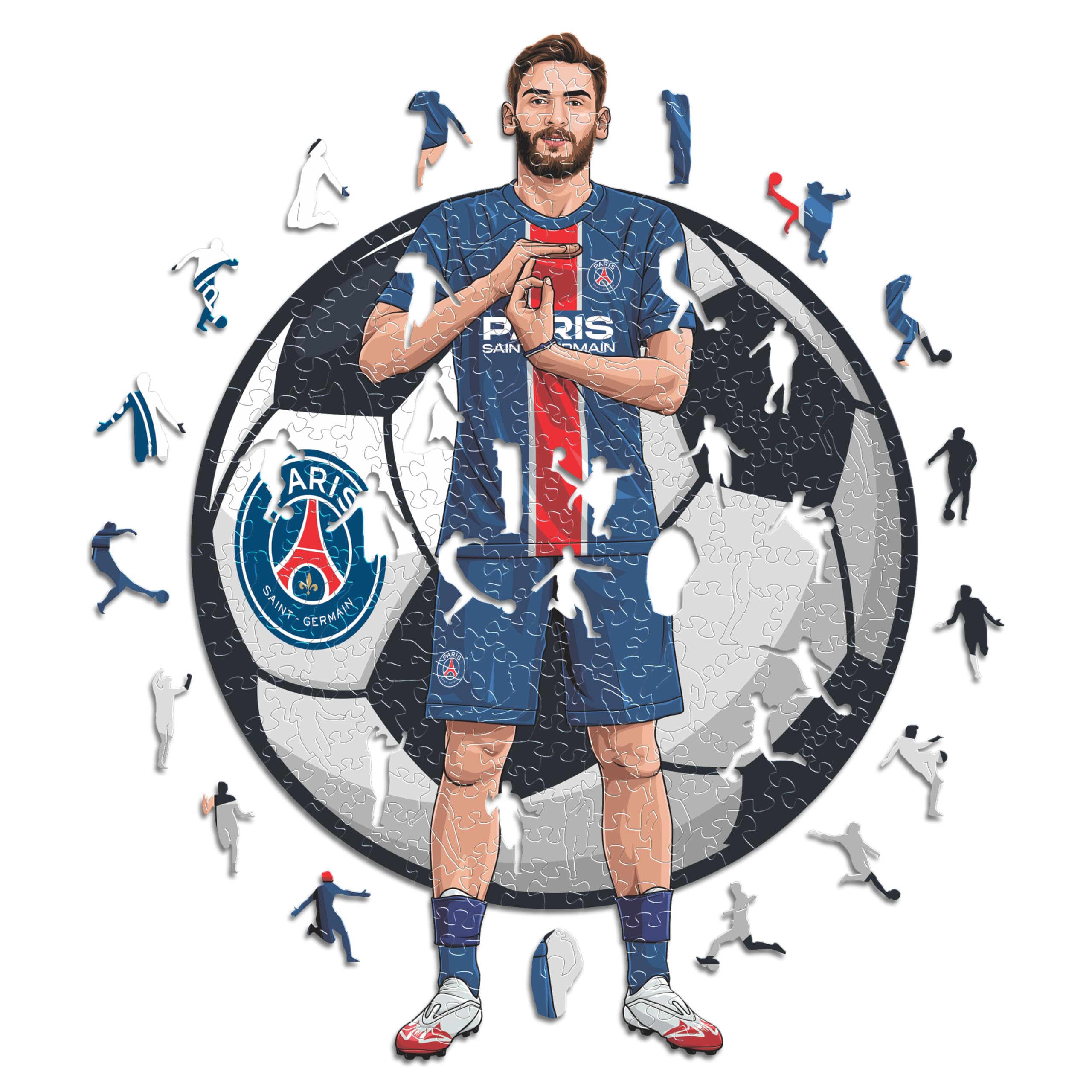 Iconic Puzzles, PSG, Khvicha Kvaratskhelia, Officially Licensed Wooden Puzzle, 100% Sustainable