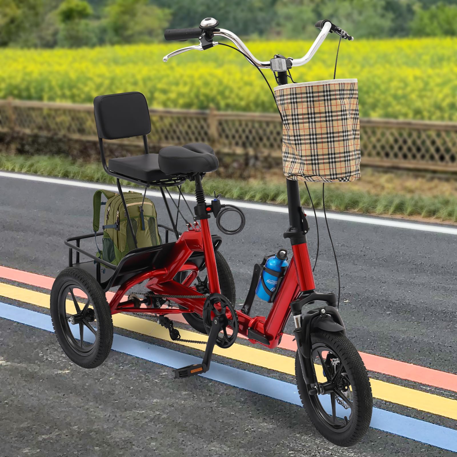 Triciclo Per Adulti Pieghevole Da 14 Pollici, Ruote, Con