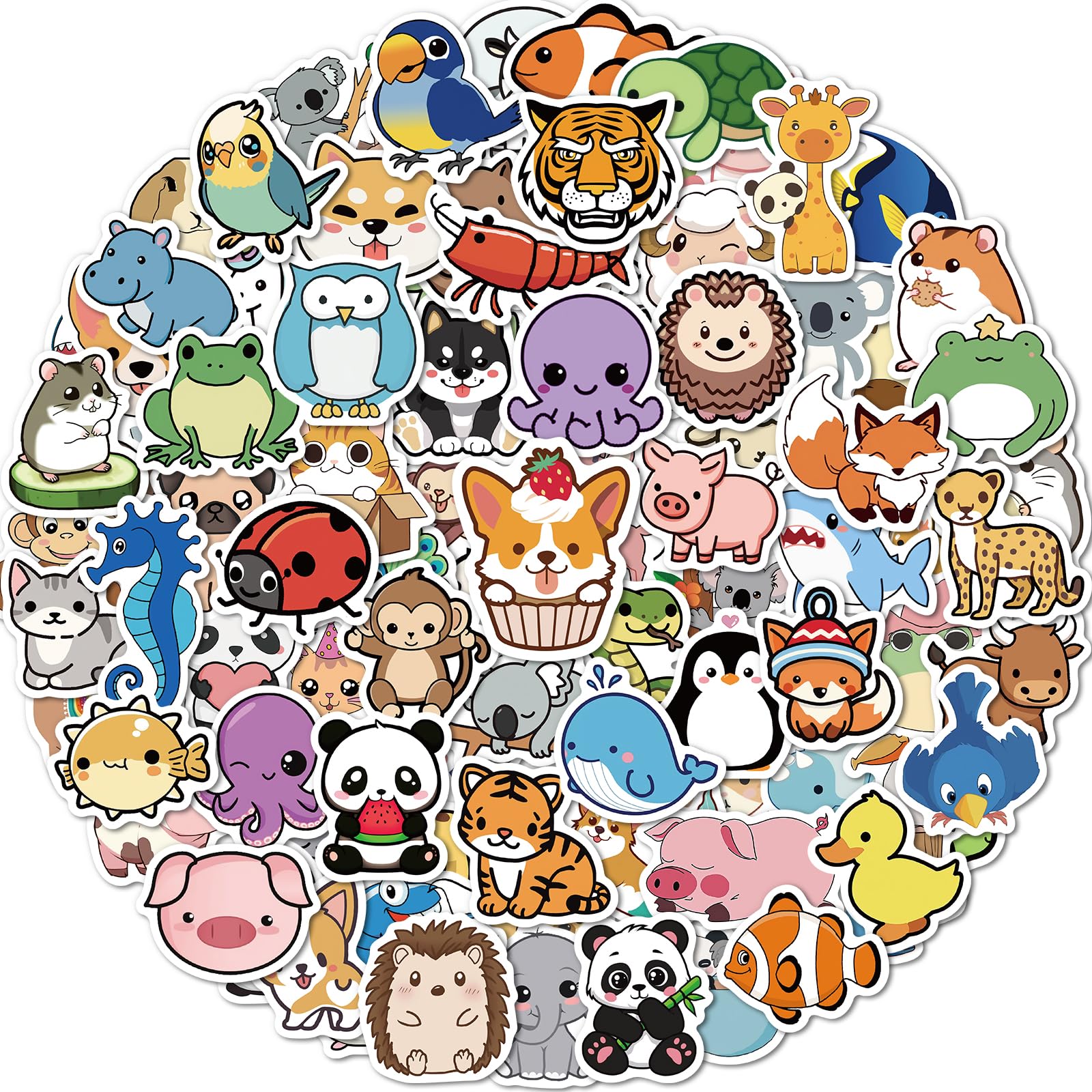 Photo 1 of 100 Pcs Animal Stickers for Kids, Cute Water Bottle Stickers for Kids Waterproof, Vinyl Laptop Kid Sticker Pack, Kid Classroom Prizes for Elementary Students
