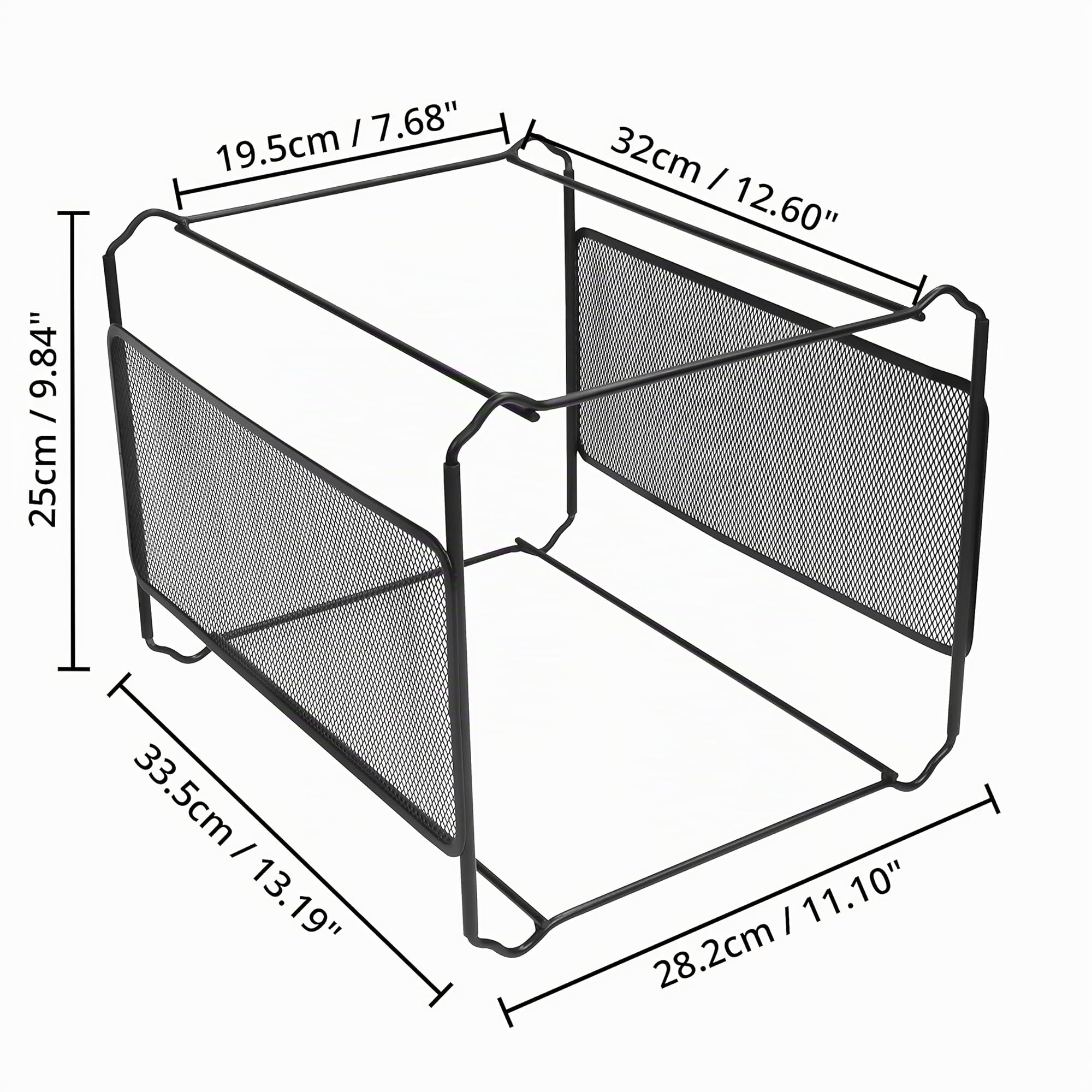 Belle Vous Porta Cartelle Sospese A4 in Rete Metallica Nera - 33,5 x 28,2 x 25 cm - Può Contenere ca. 30 Cartelle Sospese per Schedario - Porta Documenti Ufficio Scrivania - Schedario da Ufficio