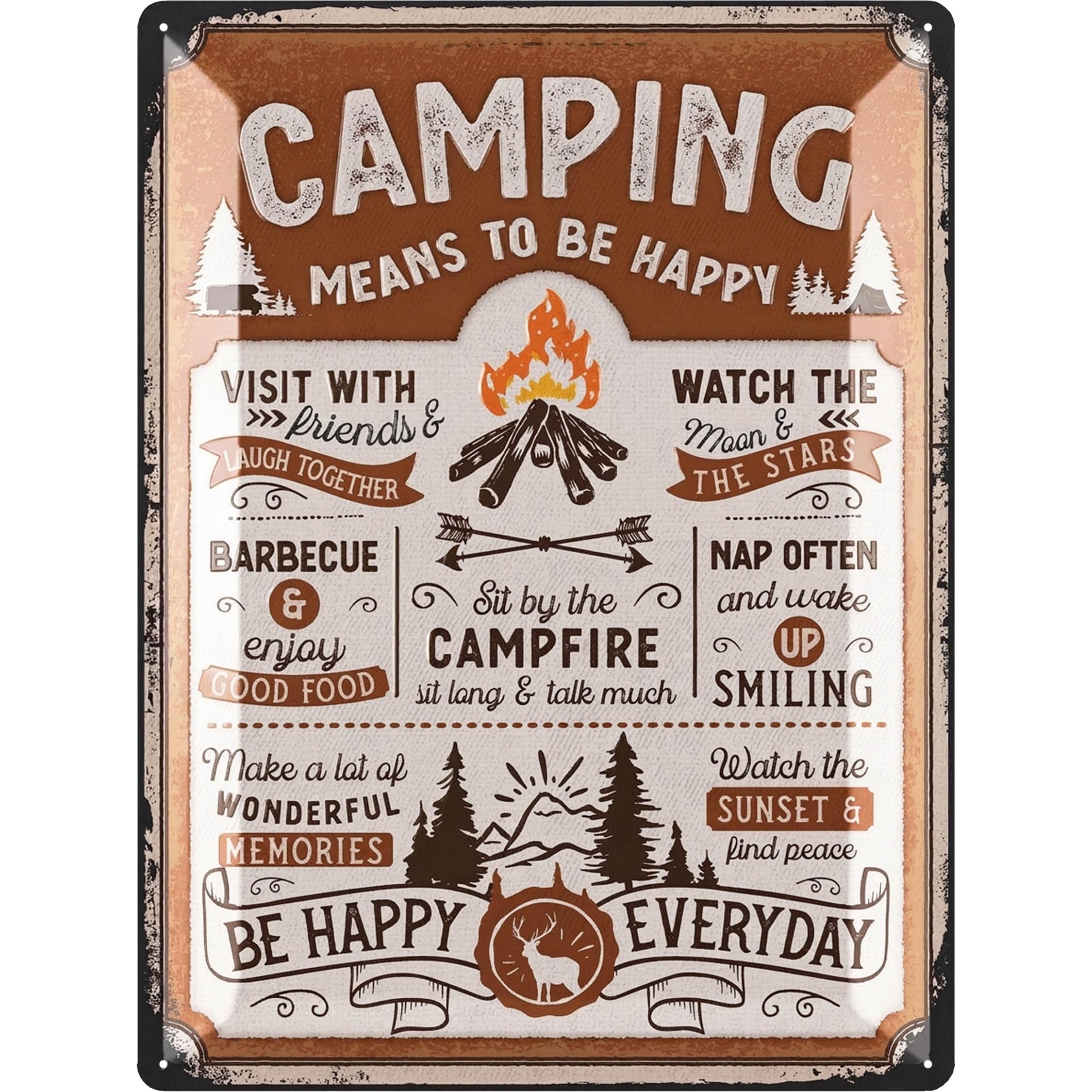 LANOLU Camping Signs Decor, Camper Decor for Inside, Camping Signs Decor, RV Wall Decor, Metal Camping Signs, Camp Signs, Funny Camping Signs, Vintage Tin Sign 12x16"