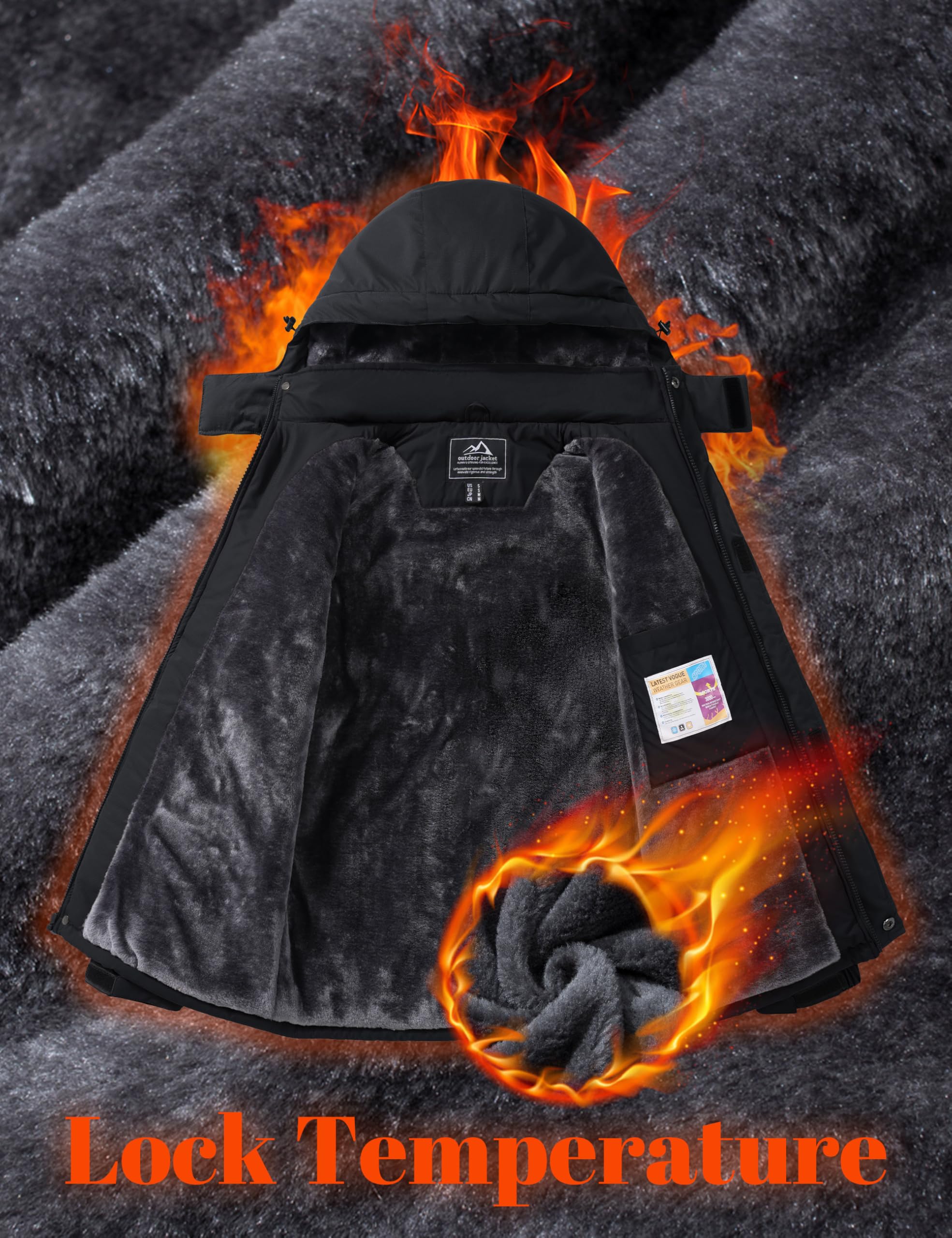 MAGCOMSEN Veste de ski imperméable pour hommes Veste polaire avec capuche coupe-vent pour randonnée extérieure