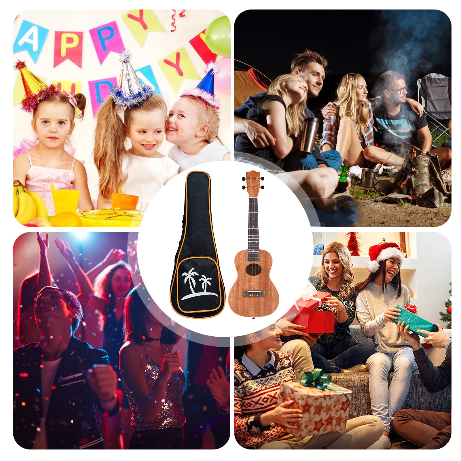 Ukulele Soprano 23 Pollici Impiallacciato 4 Corde Chitarra Hawaii con Lati in Mogano e Tastiera in Palissandro Tocco Confortevole Prestazioni Eccellenti Ideale per Pri