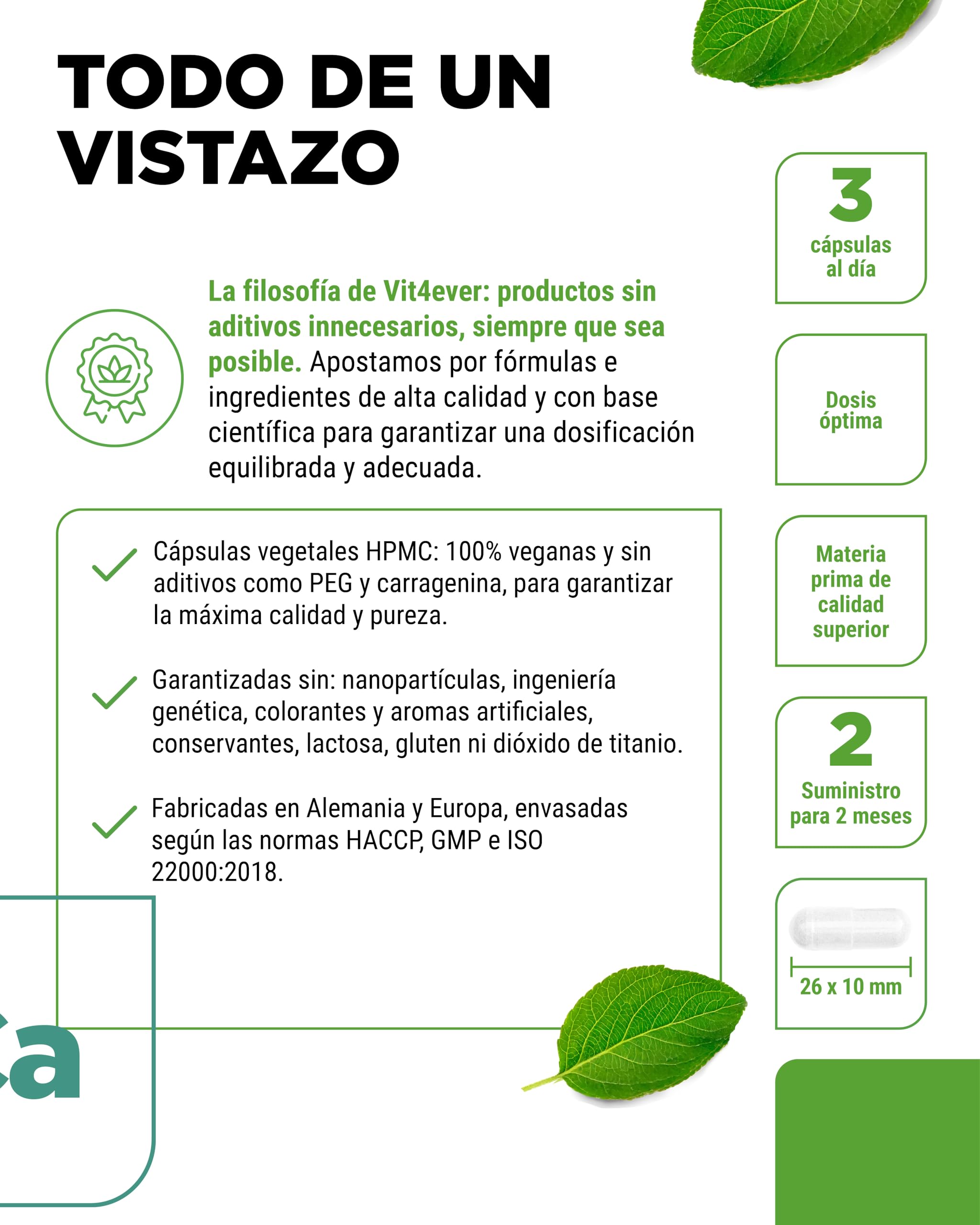 vit4ever Citrato de Calcio - 180 Cápsulas - Alta Dosificación con 1100 mg por Cápsula - Suministro para 2 Meses - Alta Biodisponibilidad - Calcio para Huesos, Dientes y Metabolismo Energético - Vegano