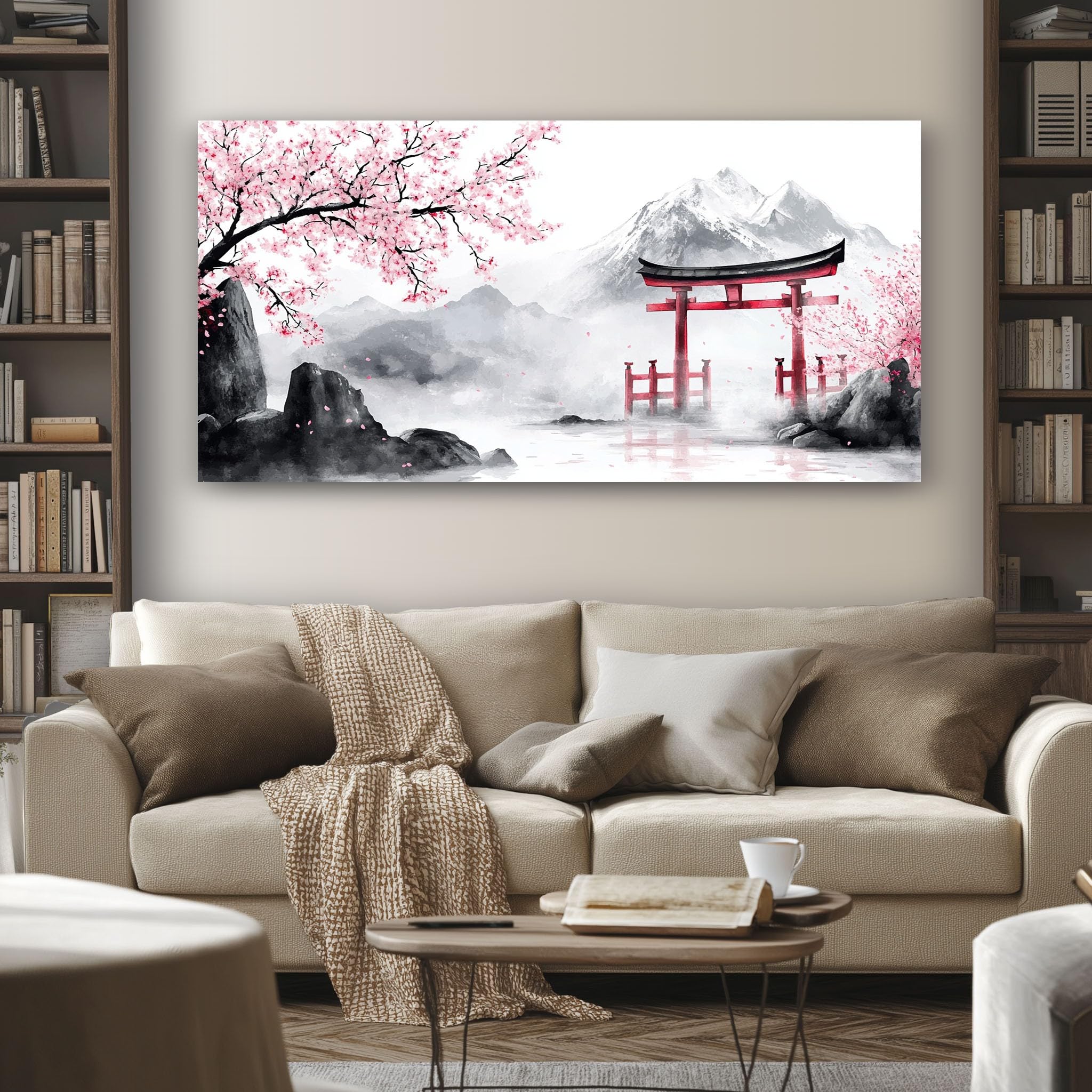 SKOEUI Grandi Quadri Moderni Soggiorno Sakura Giapponese Quadro con Cornice