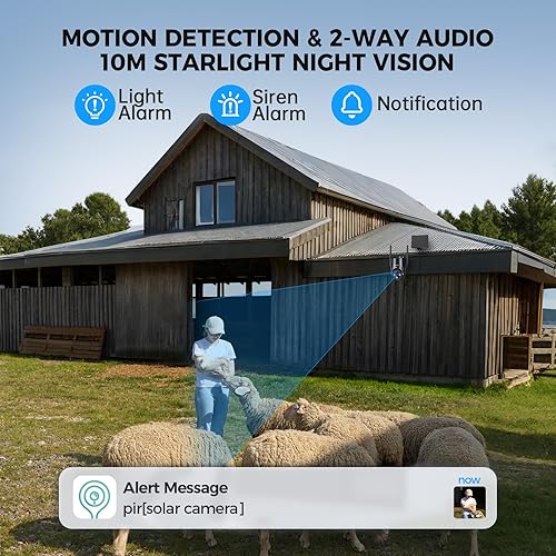 Miniatura 5 de Cámara de seguridad solar celular 4G LTE inalámbrica al aire libre, sin WiFi con energía solar, vista en vivo de 360, visión nocturna a color 2K,