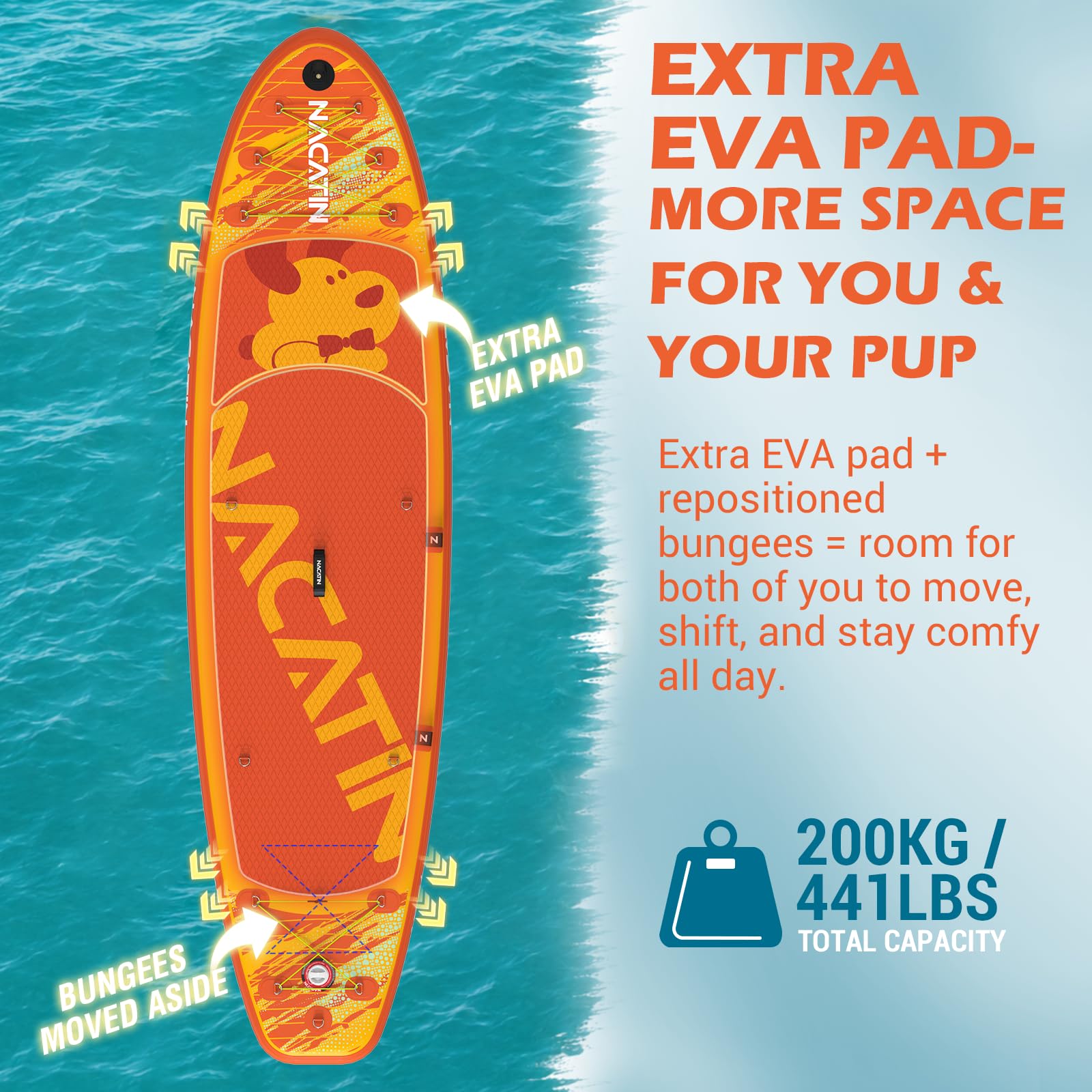 NACATIN Tavola gonfiabile per paddle (arancione)