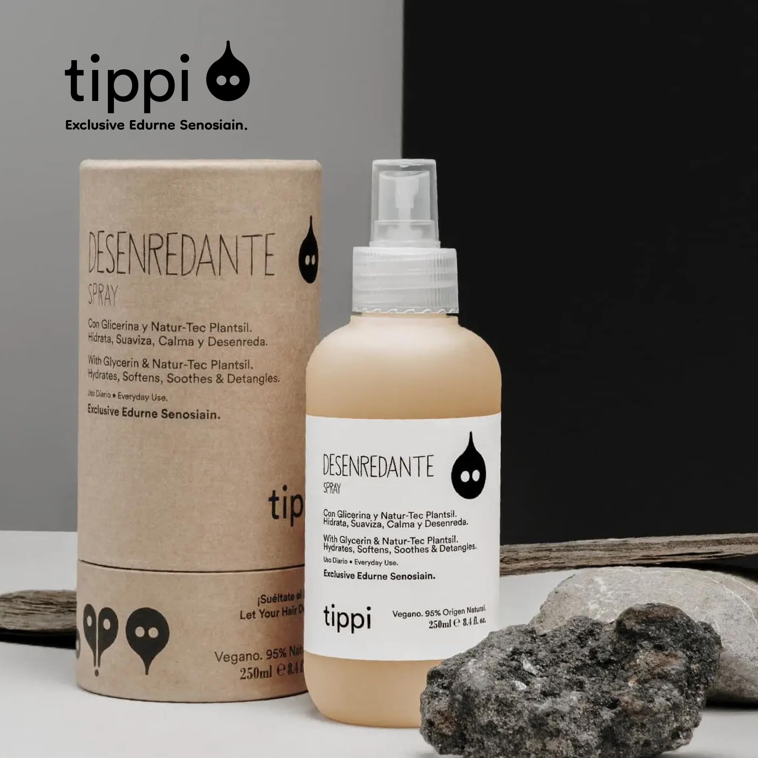 Desenredante Spray TIPPI by Edurne Senosiain Desenredante Spray para Cabello, Sin Parabenos, Sin Siliconas, Vegano 250ml,