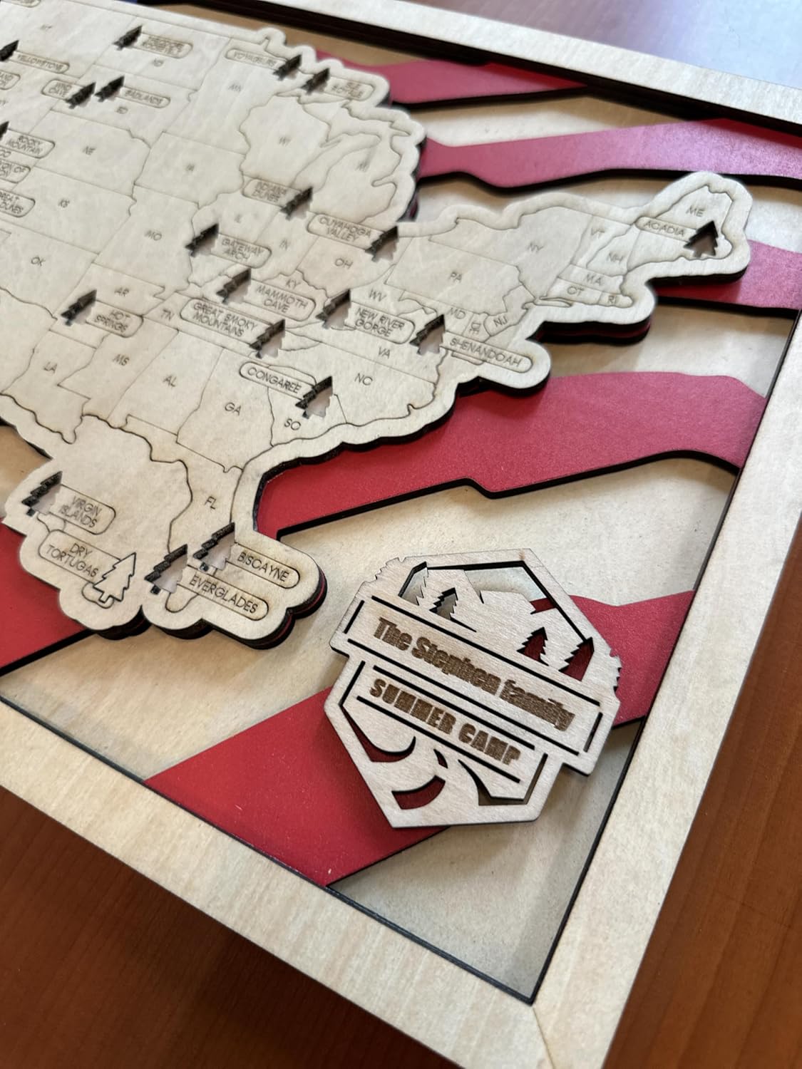 Personalized Wooden US National Parks Map,Custom National Parks Travel Map,Natural Wall Art,Gift for Hiker,Camping Gift (America)