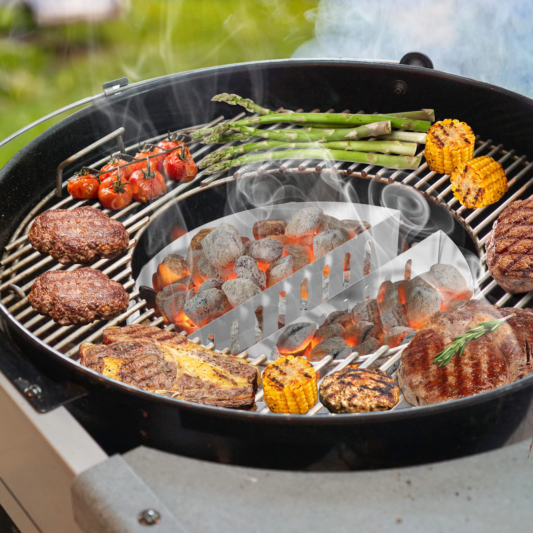 only fire Cestino in acciaio inox per barbecue Weber 66 cm