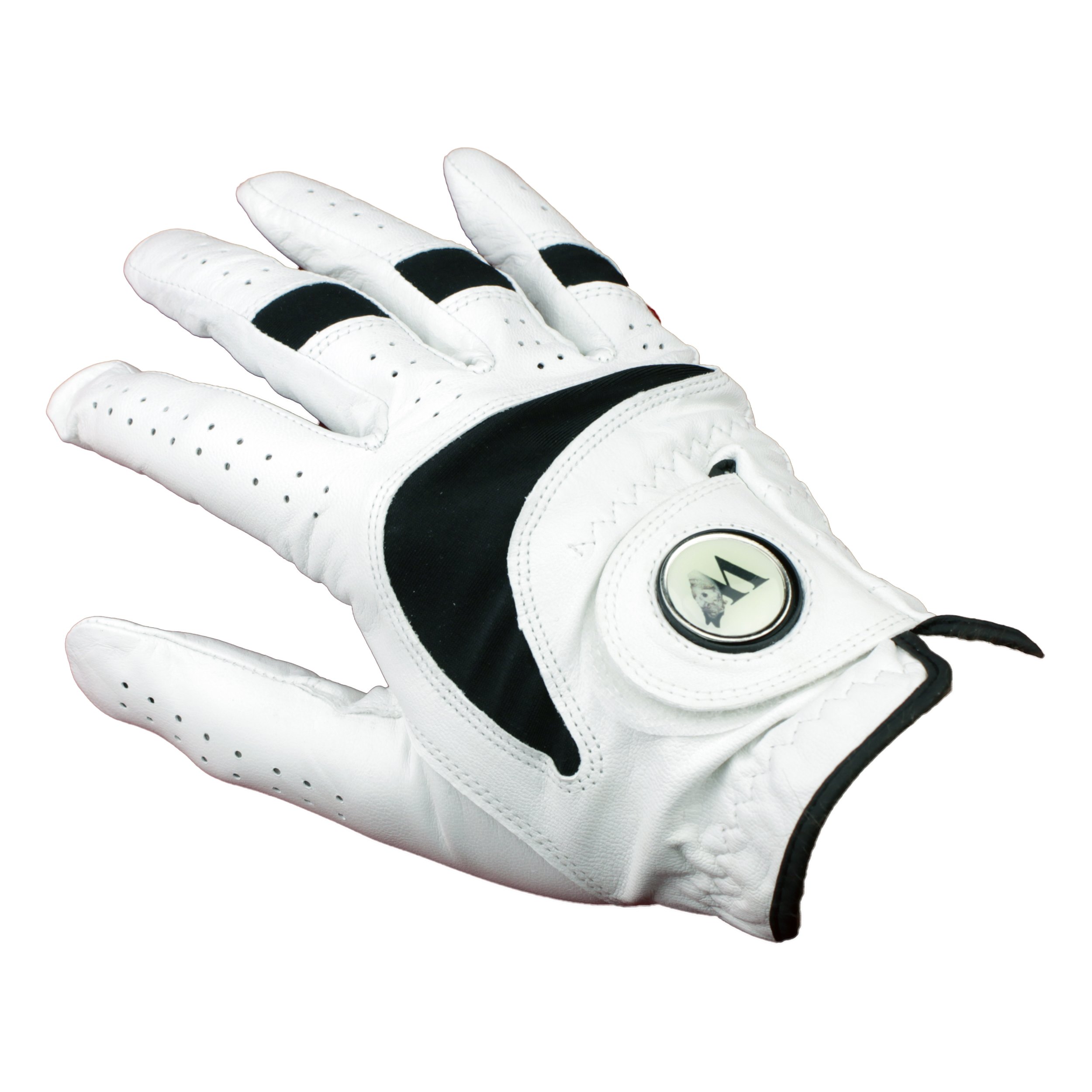 TrueGrip Golf Glove with Magnetic Ball Marker White Cabretta Leather Mens