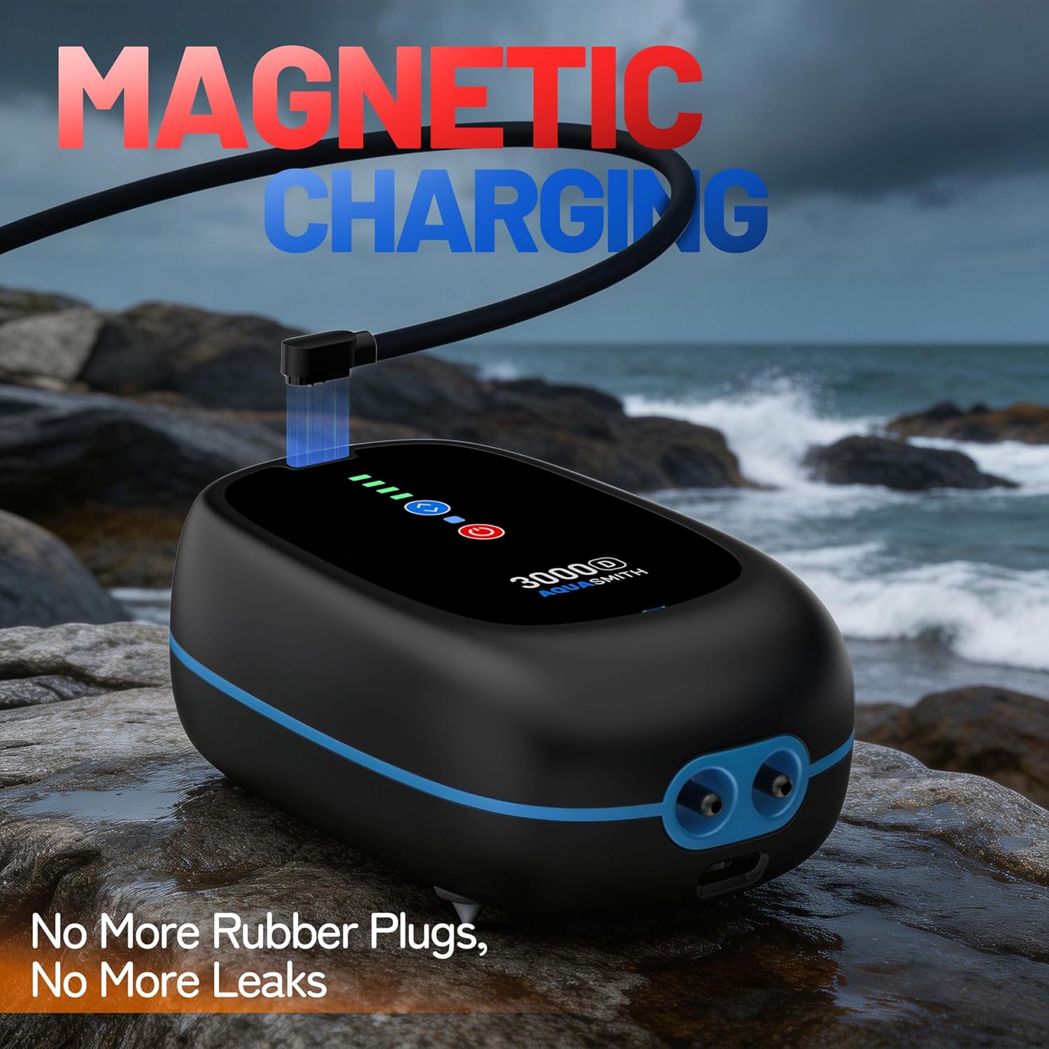 Bait Aerator,IPX7 Waterproof Suitable for Outdoor Fishing Power Outage Emergency air Pump Rechargeable Aerator for Fish Built-in Battery