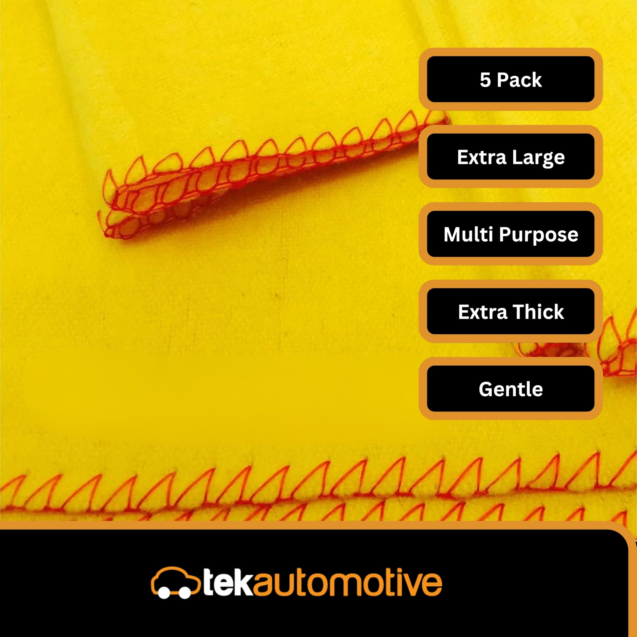 Tek Automotive Yellow Dusters 5 Pack Large Cotton Cleaning Cloths 50 x 35cm for Dusting Polishing & Home Cleaning - Image 3